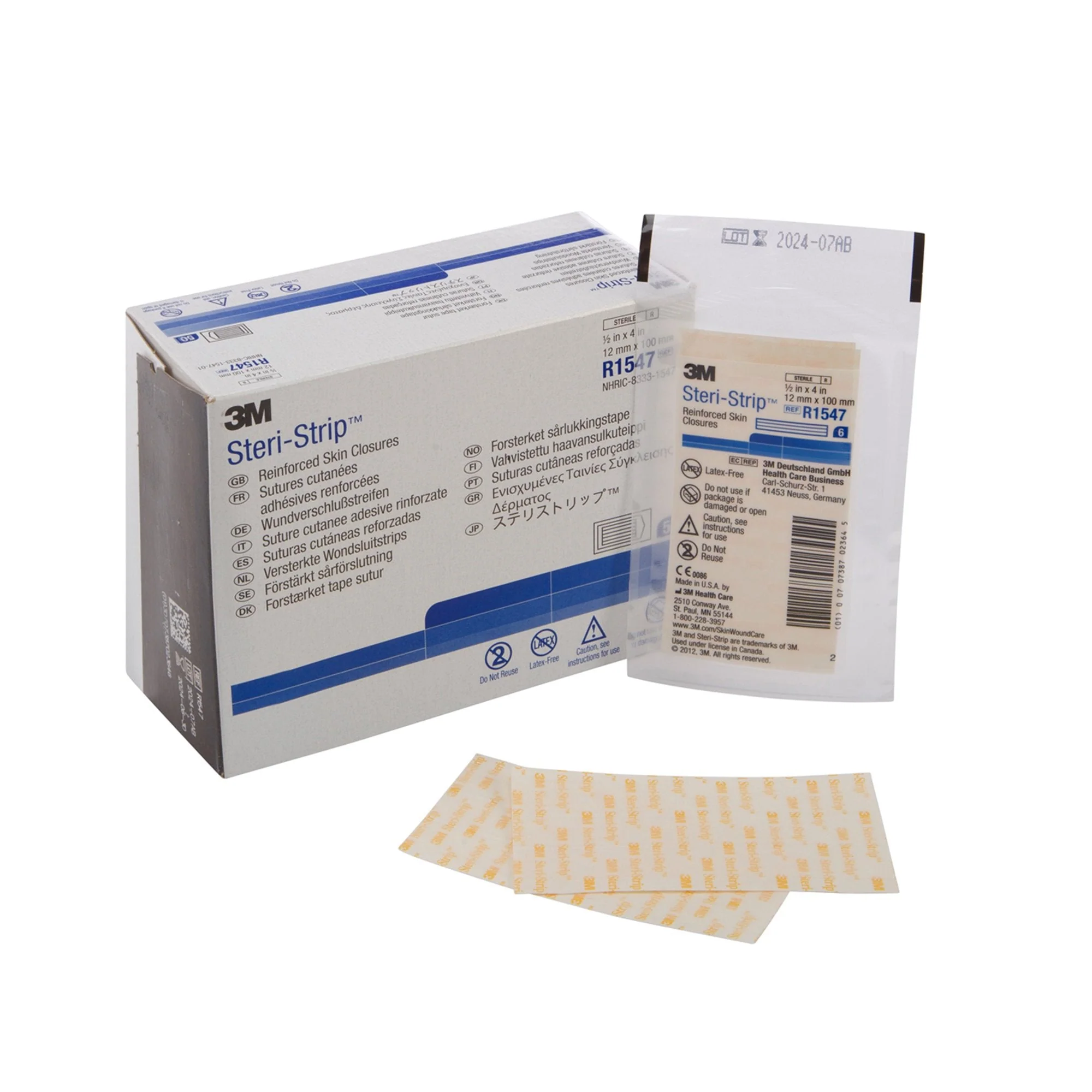 Solventum Corporation 3M Steri-Strip Skin Closure Strips, 1/2 x 4 inch, Reinforced Strip, White (200/CS)