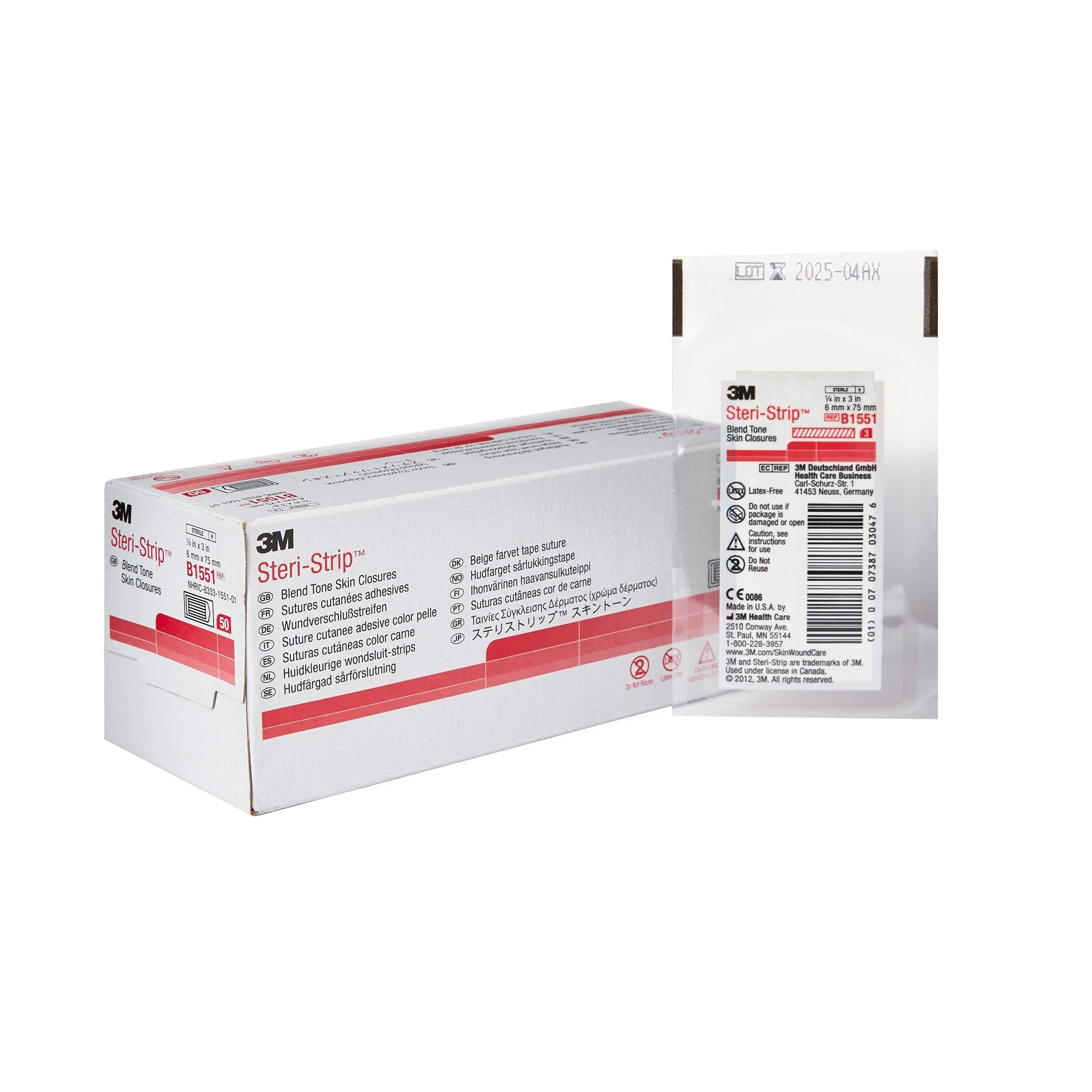Solventum Corporation 3M Steri-Strip Blend Tone Skin Closures, Beige, 1/4 inch X 3 inch, nonwoven (200/CS)