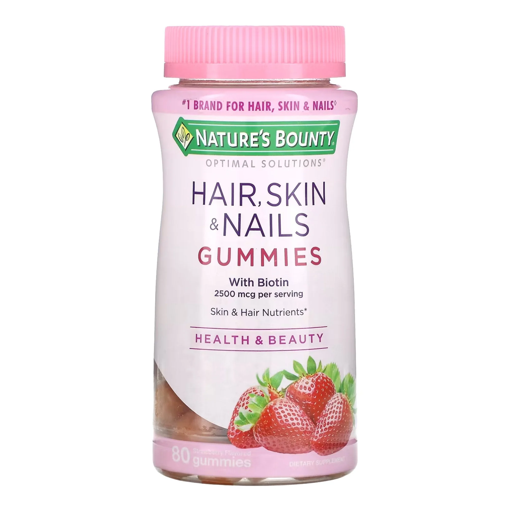 US Nutrition Nature's Bounty Optimal Solutions Hair, Skin & Nails w/ Biotin Strawberry Gummy