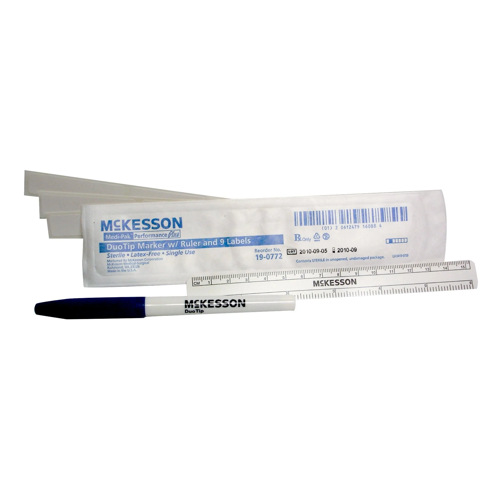 Skin Marker with Ruler and Labels Medi-Pak Performance Plus Prep-Resistant Gentian Violet Ink Sterile Full Size Dual Tip, Regular / Fine