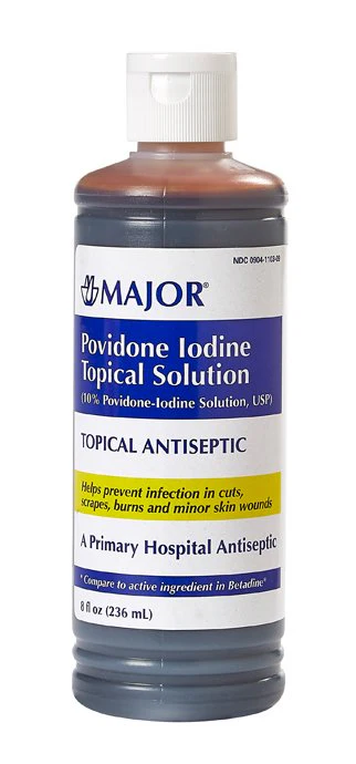 Major Pharmaceuticals Skin Prep Solution Major 8 oz. Bottle 10% Strength Povidone-Iodine NonSterile