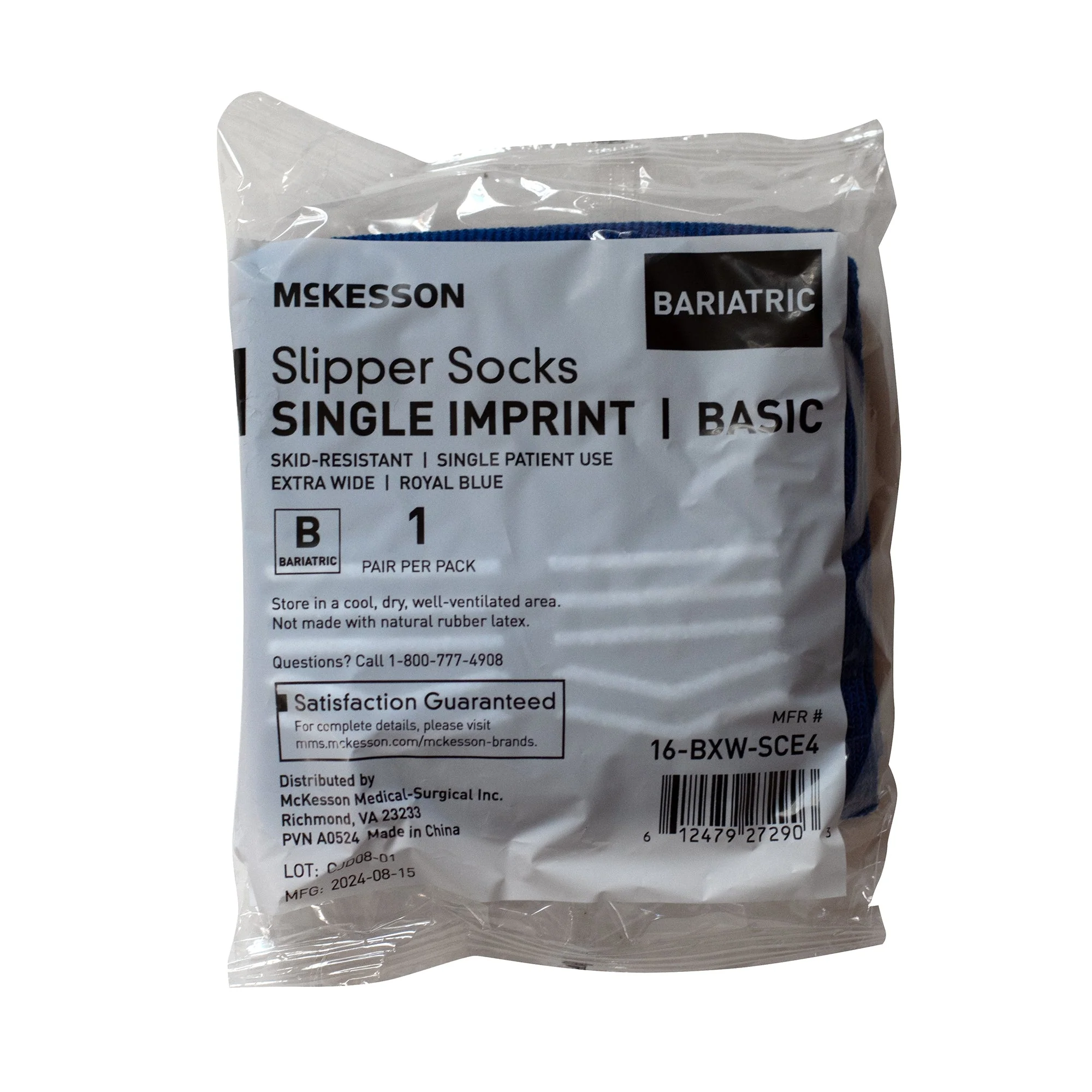 McKesson Brand McKesson Slipper Socks, Single Tread, Bariatric, Extra Wide, Kingfisher Blue (48/CS) - Image 5