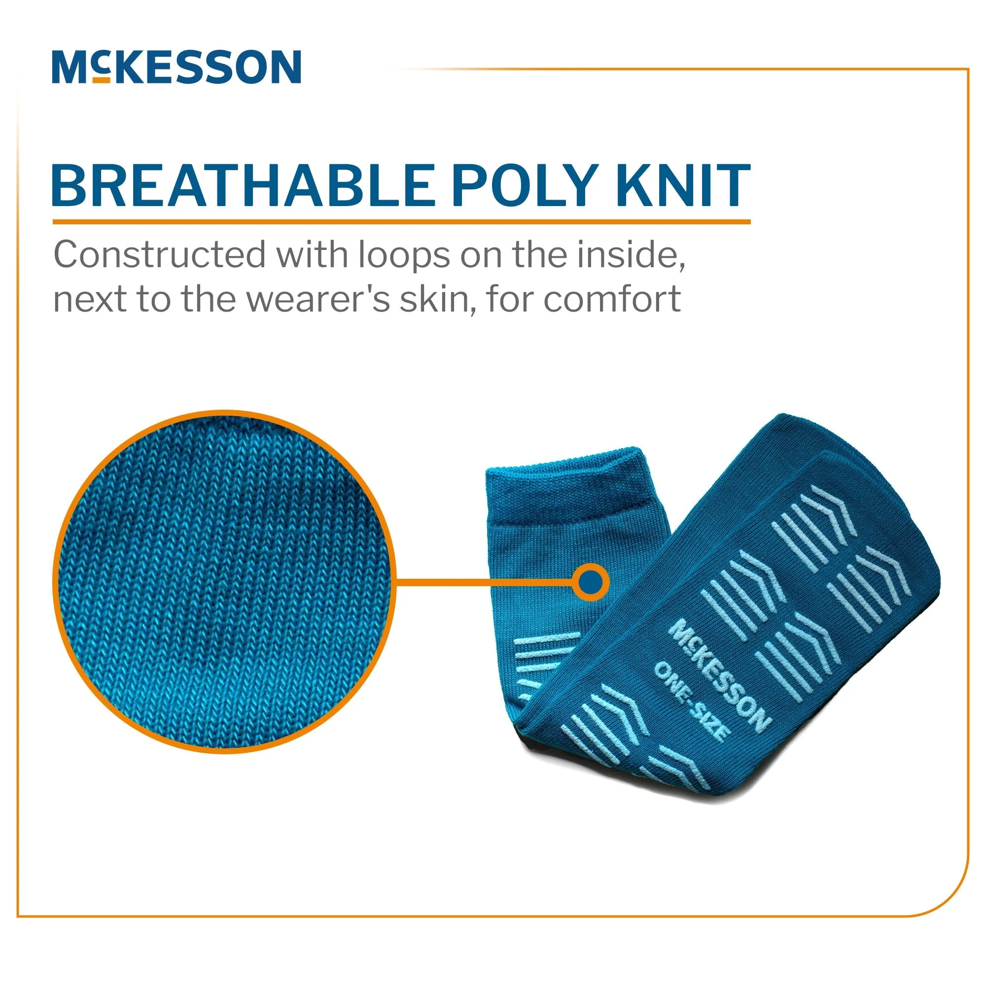 McKesson Brand McKesson Slipper Socks, Single Tread, One Size Fits Most, Teal (96/CS) - Image 2