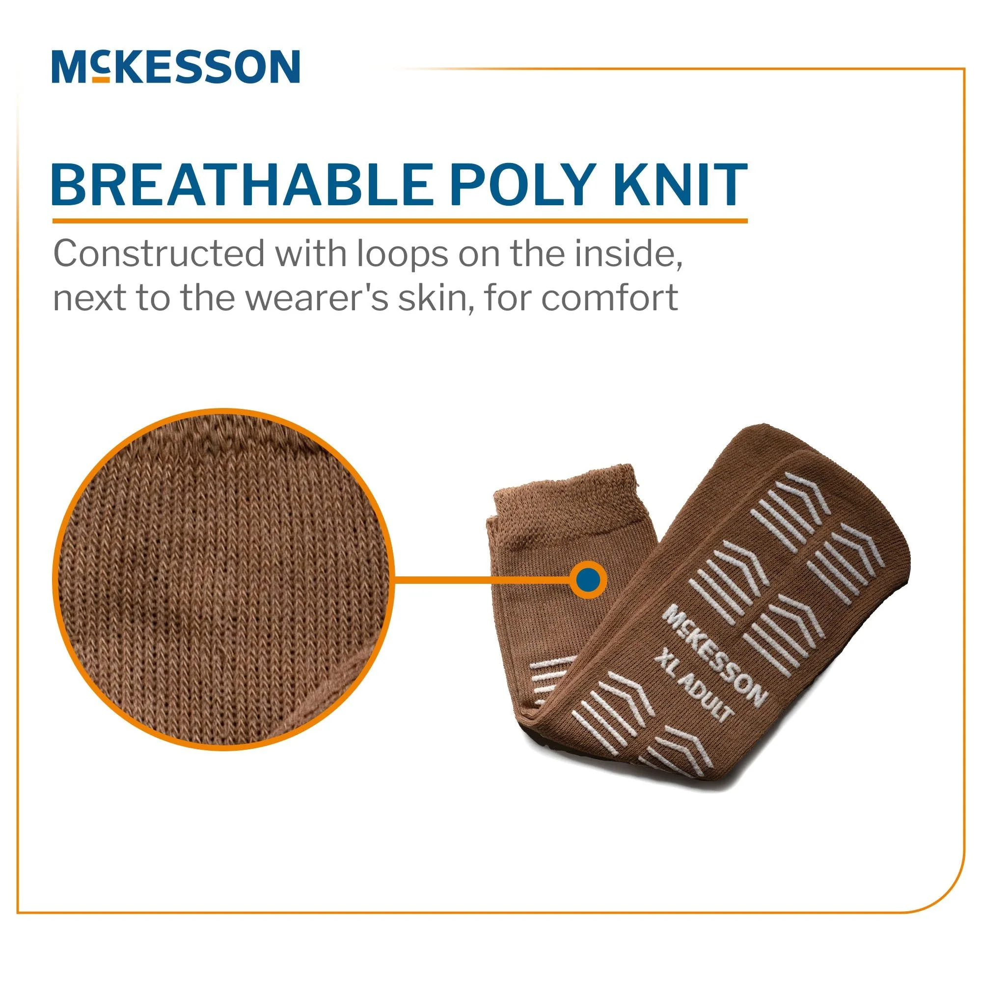 McKesson Brand McKesson Slipper Socks, Single Tread, Extra Large, Brown (48/CS) - Image 2
