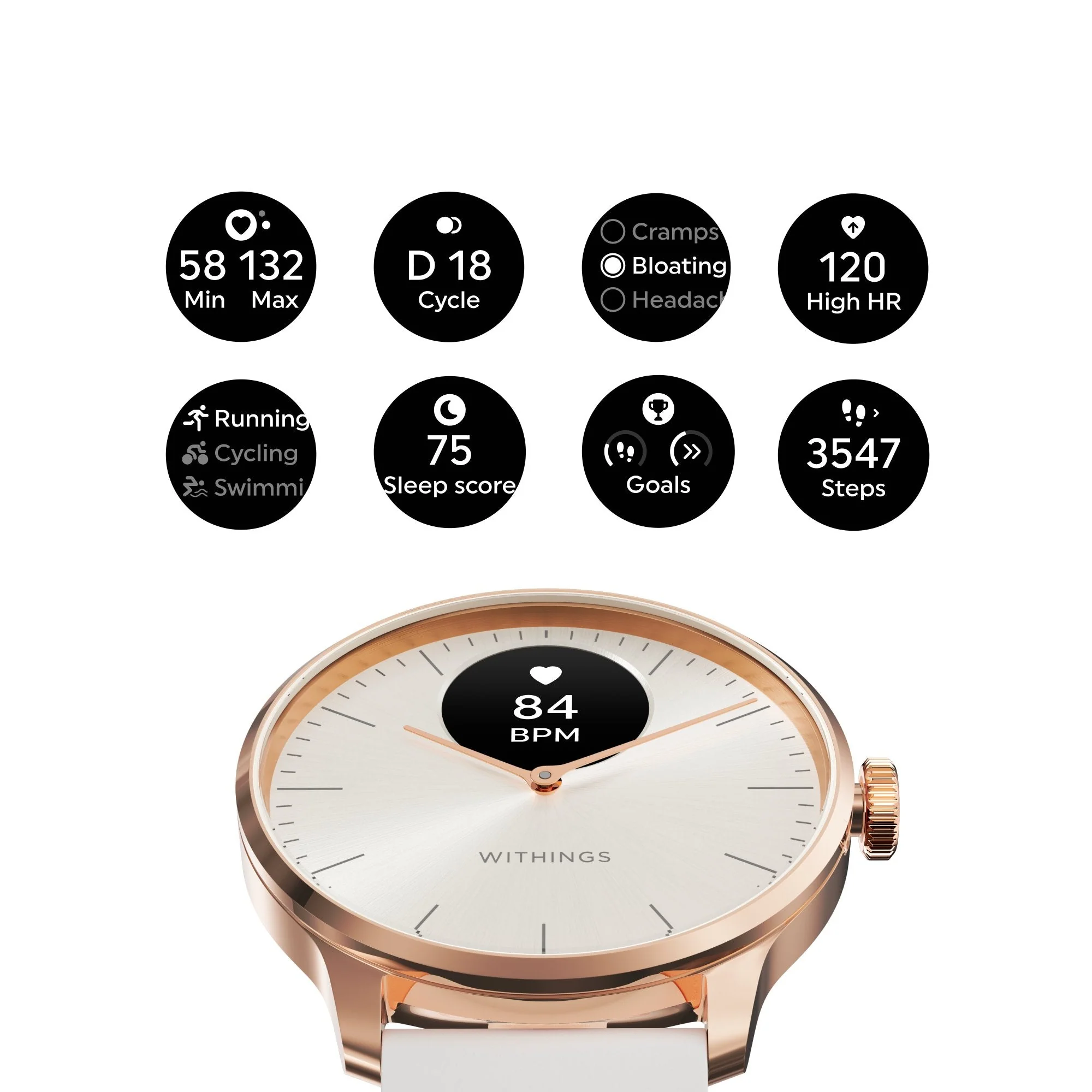 Withings Inc Withings ScanWatch Light Smart Watch, 37mm, Sand - Image 4