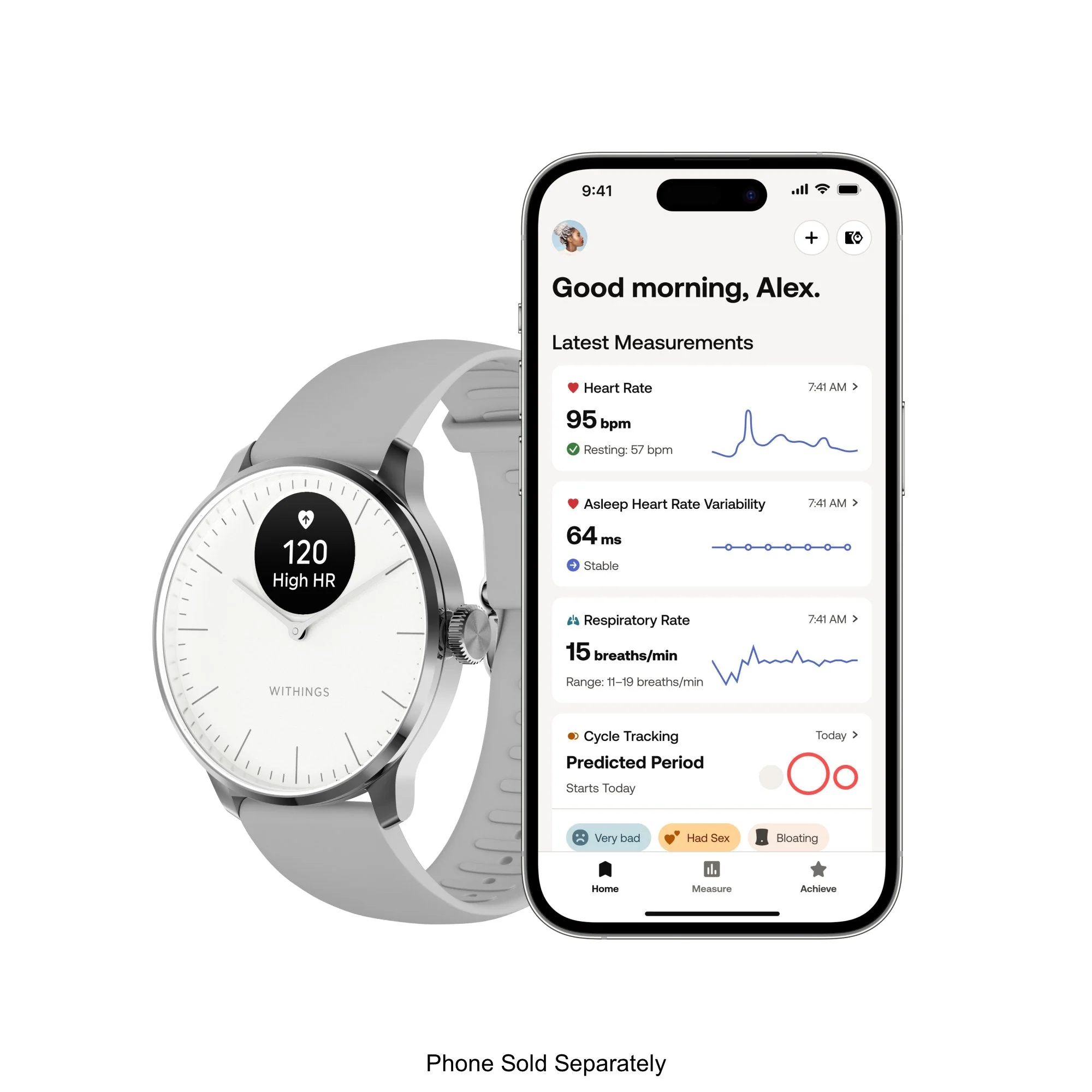 Withings Inc Withings ScanWatch Light Smart Watch, 37mm, White - Image 3