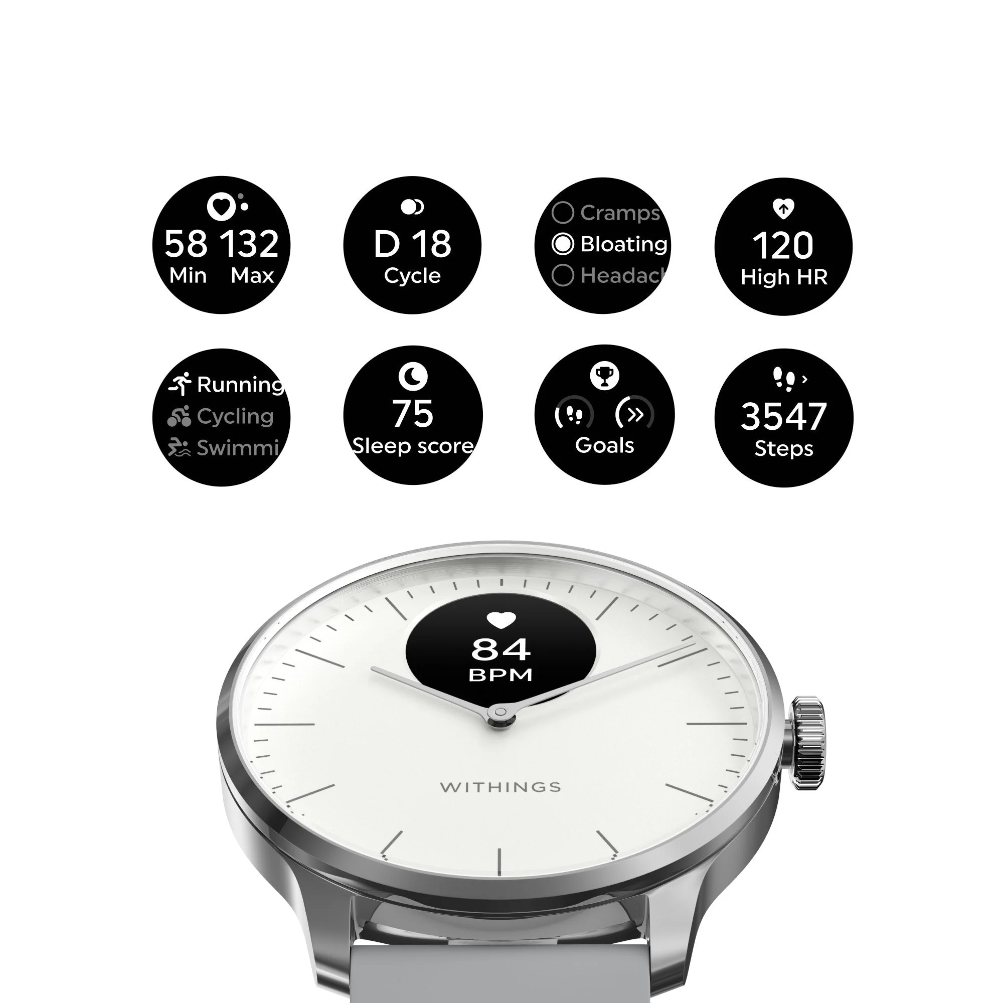 Withings Inc Withings ScanWatch Light Smart Watch, 37mm, White - Image 4