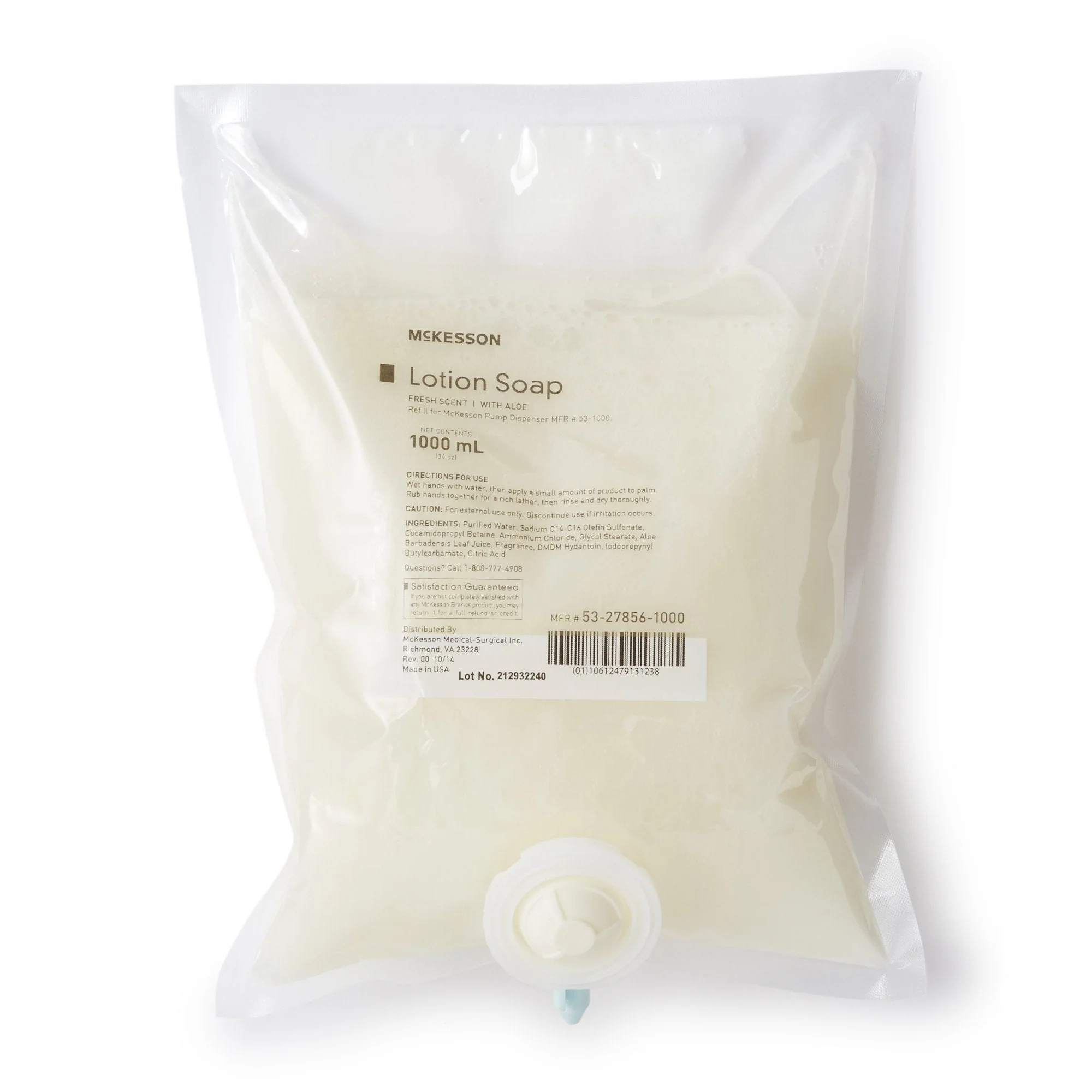 McKesson Brand McKesson Lotion Soap, 1,000 mL Refill Bag, Fresh Scent (10/CS)