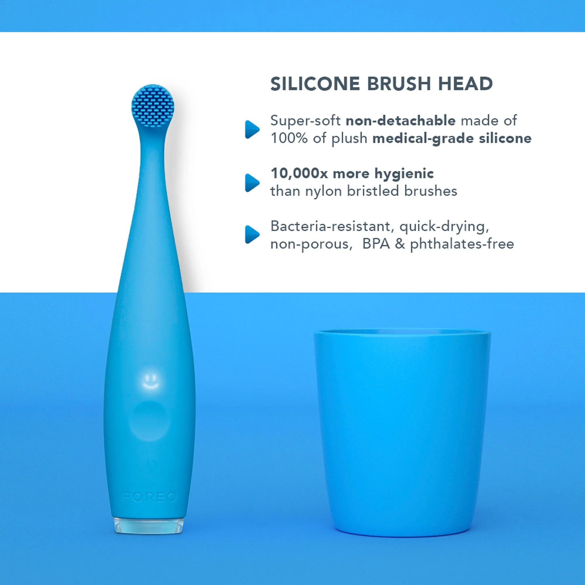 Foreo Inc ISSA baby Soft Silicone Sonic Toothbrush, Bubble Blue Dino - Image 3