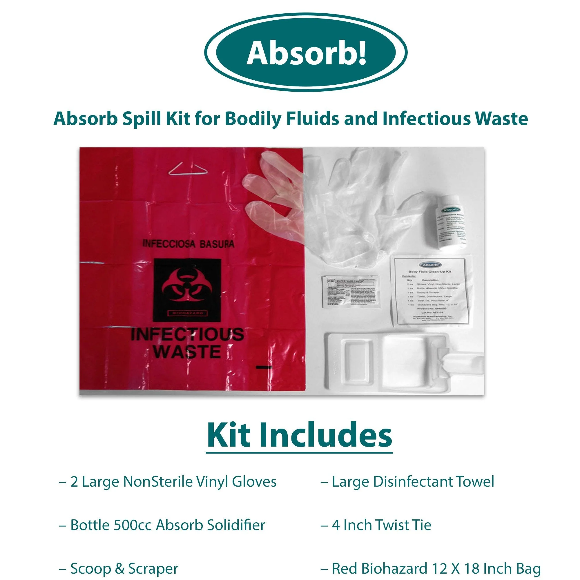 Northfield Manufacturing Absorb! Spill Kit (50/CS) - Image 3