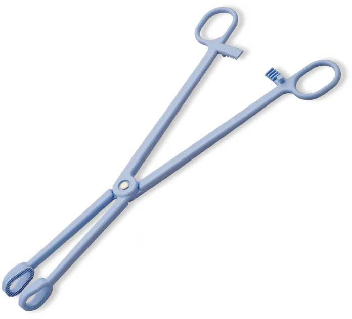 Sponge Forceps Gynex 9-1/2 Inch Length Floor / Office Grade Plastic NonSterile Locking Finger Ring Handle Straight Fenestrated Serrated Oval Tips