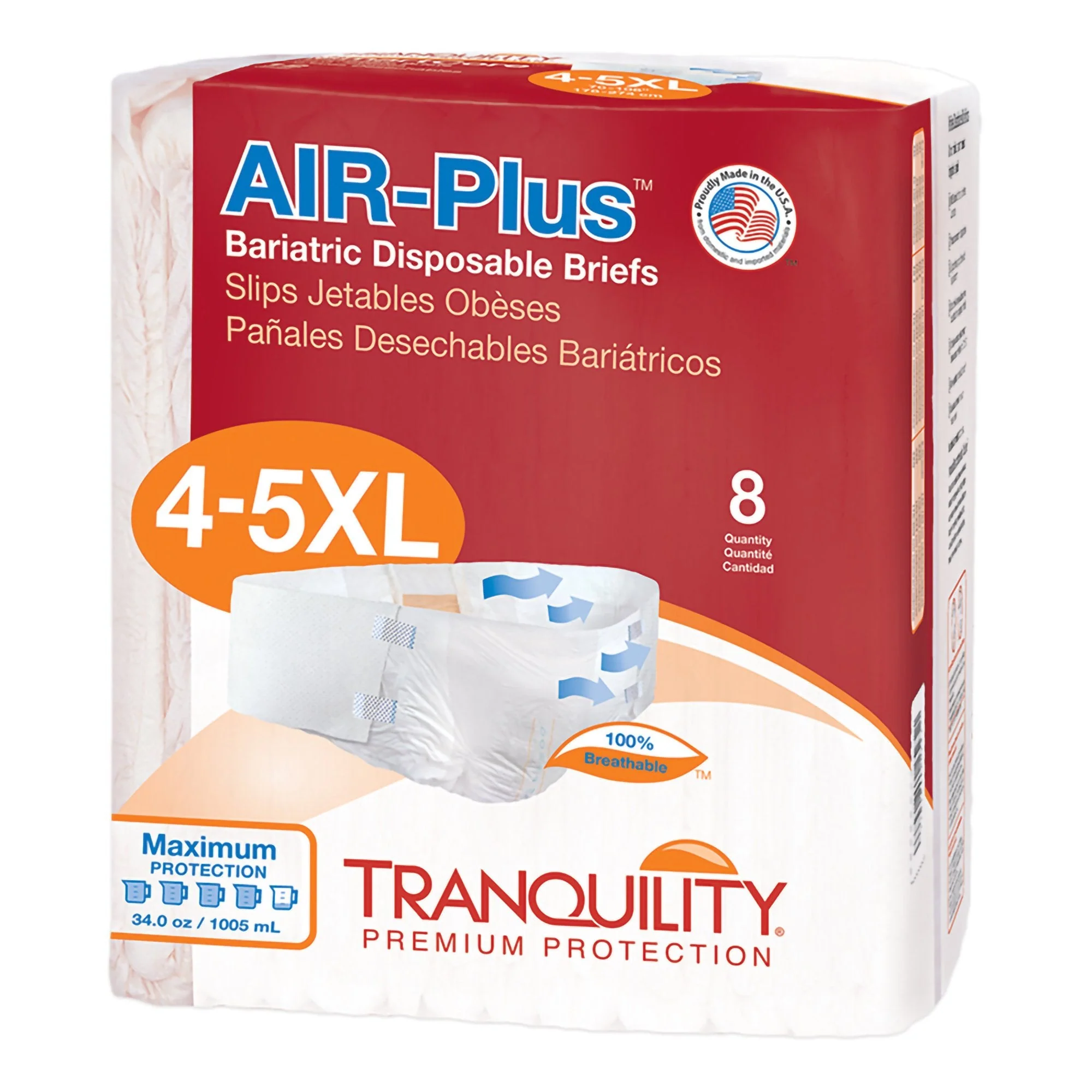 Principle Business Enterprises Tranquility AIR-Plus Maximum Protection Bariatric Incontinence Brief (32/CS)