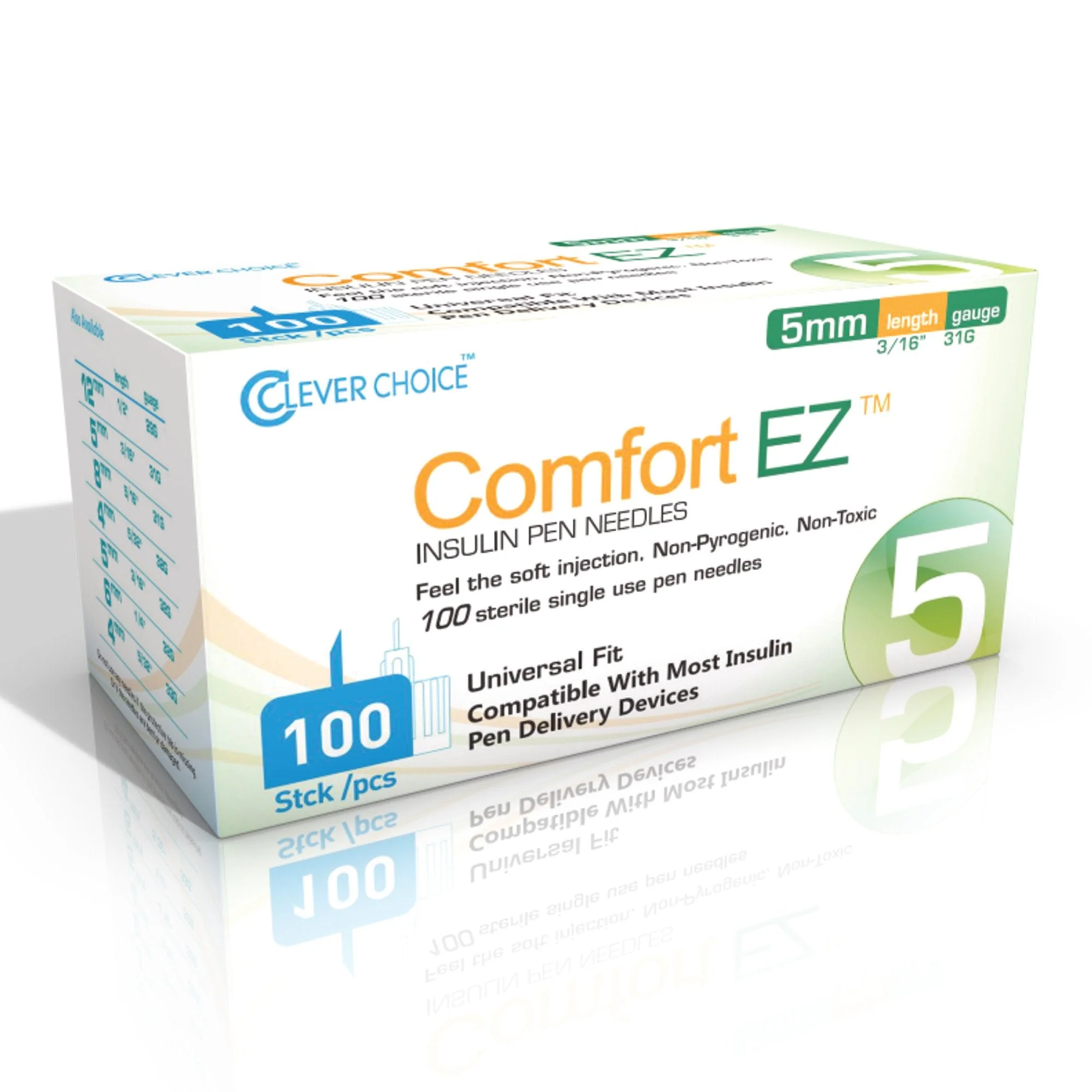 Simple Diagnostics Standard Insulin Pen Needle Comfort EZ 31 Gauge 5 mm Length NonSafety (3000/CS)