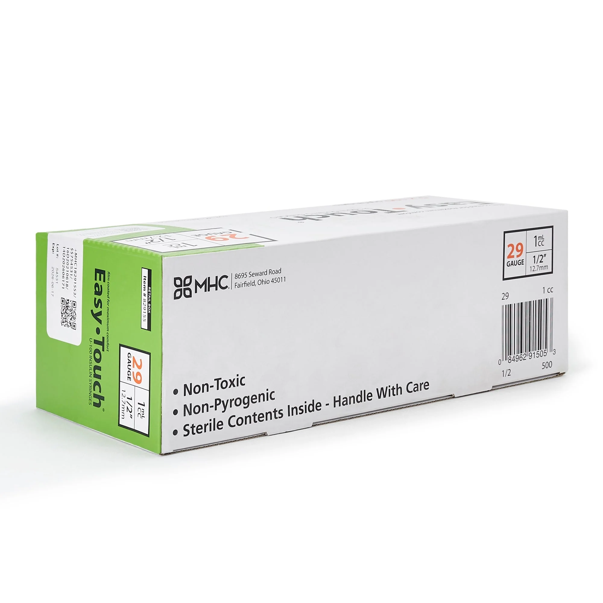 MHC Medical EasyTouch Standard Insulin 1cc Syringe with Needle, 29 Gauge, 1/2 Inch Length (500/CS) - Image 4