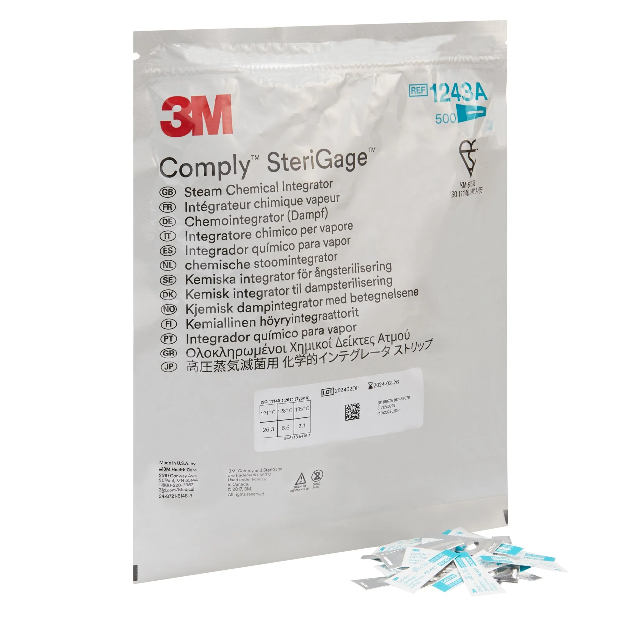 Solventum Corporation 3M Comply SteriGage Chemical Integrator, Steam (2/CS)