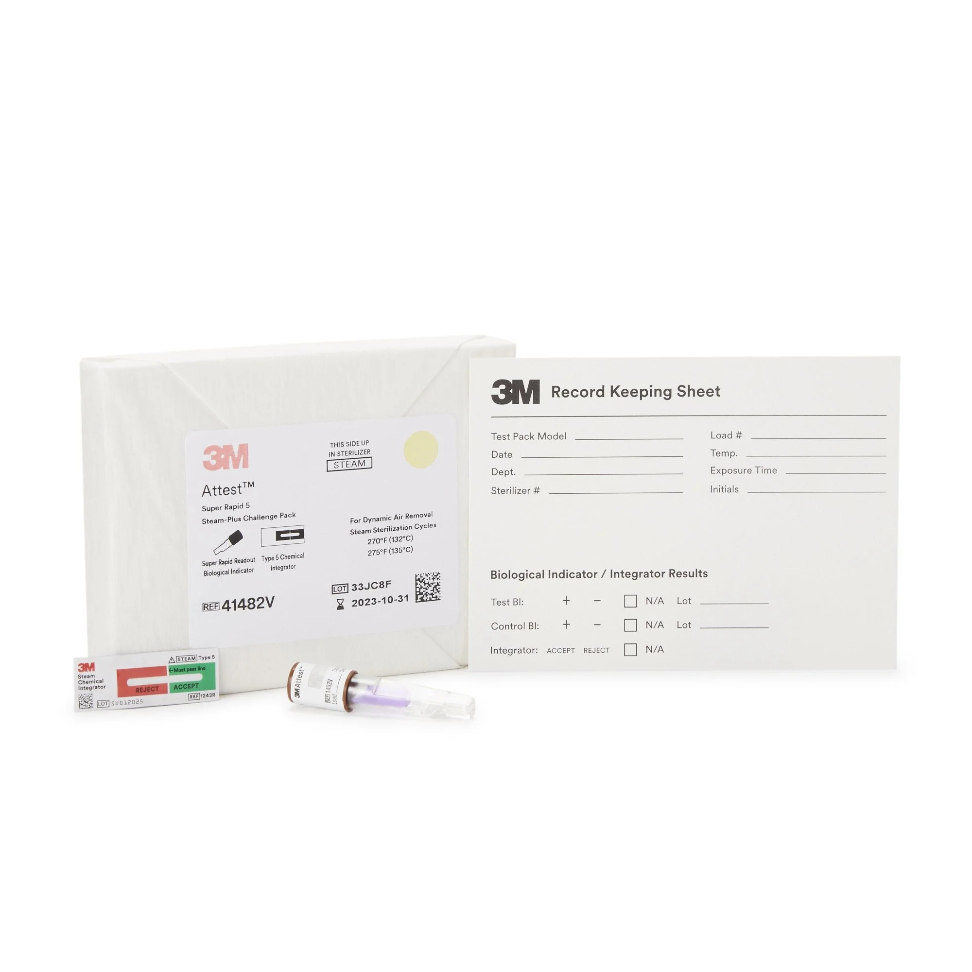 Solventum Corporation 3M Attest Super Rapid 5 Steam-Plus Sterilization BI Challenge Pack (24/CS)
