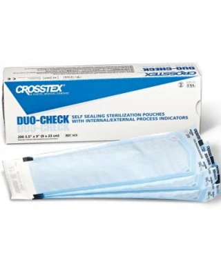 SPS Medical Supply Sterilization Pouch Duo-Check Ethylene Oxide (EO) Gas / Steam 4-1/4 X 11 Inch White / Blue Self Seal Paper / Film (2000/CS)