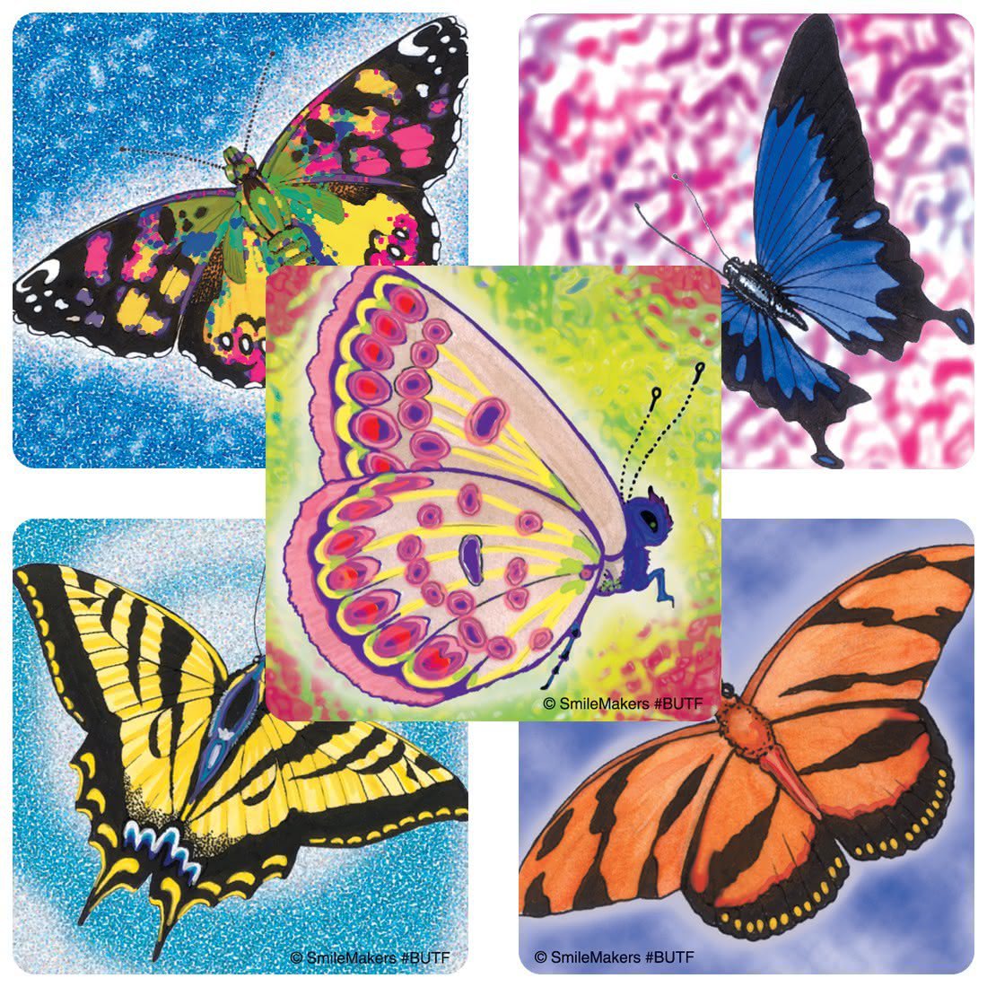 SmileMakers Sticker SmileMakers 100 per Box Butterflies 2-1/2 X 2-1/2 Inch (100/BX)