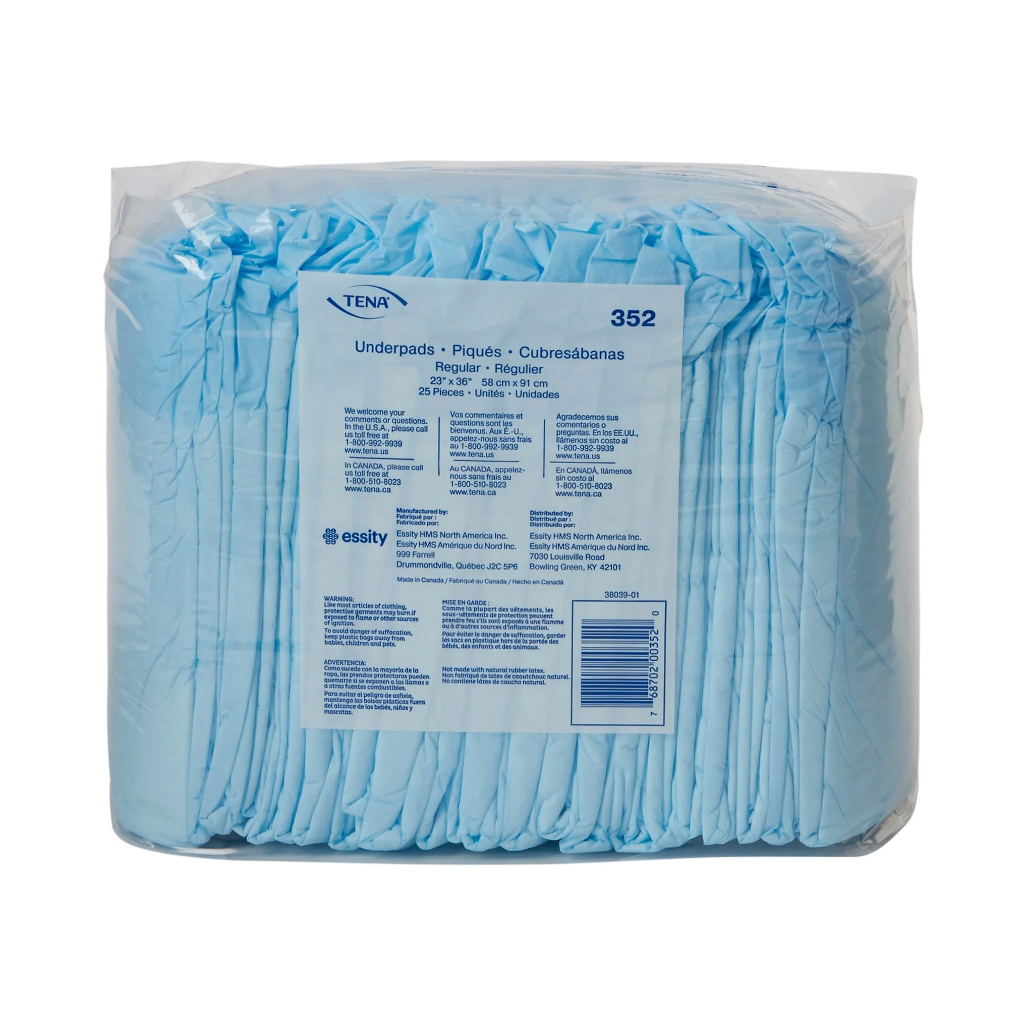 Essity HMS North America Inc Tena Regular Underpads, Light Absorbency, Blue, Disposable, 23 x 36 Inch (150/CS) - Image 2