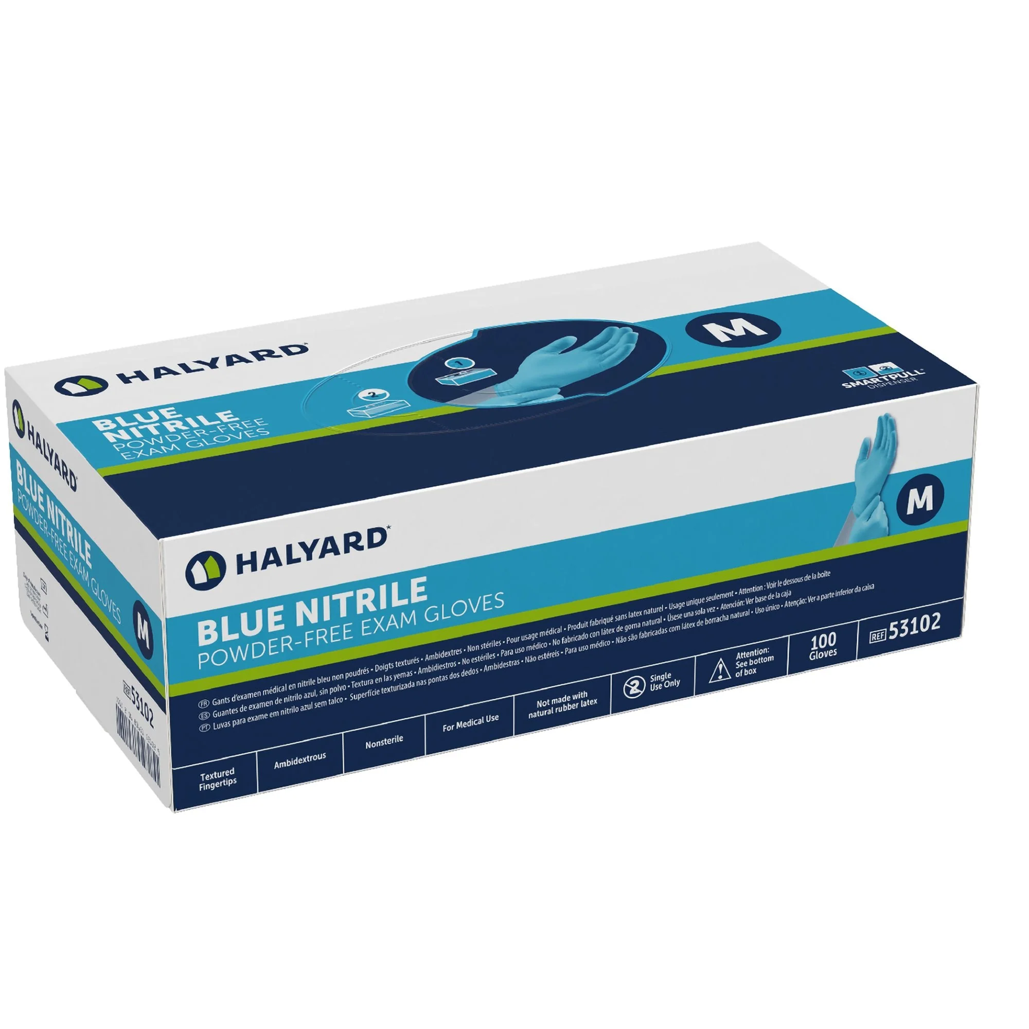 O&M Halyard Inc Blue Nitrile Exam Glove, Medium (1000/CS) - Image 2