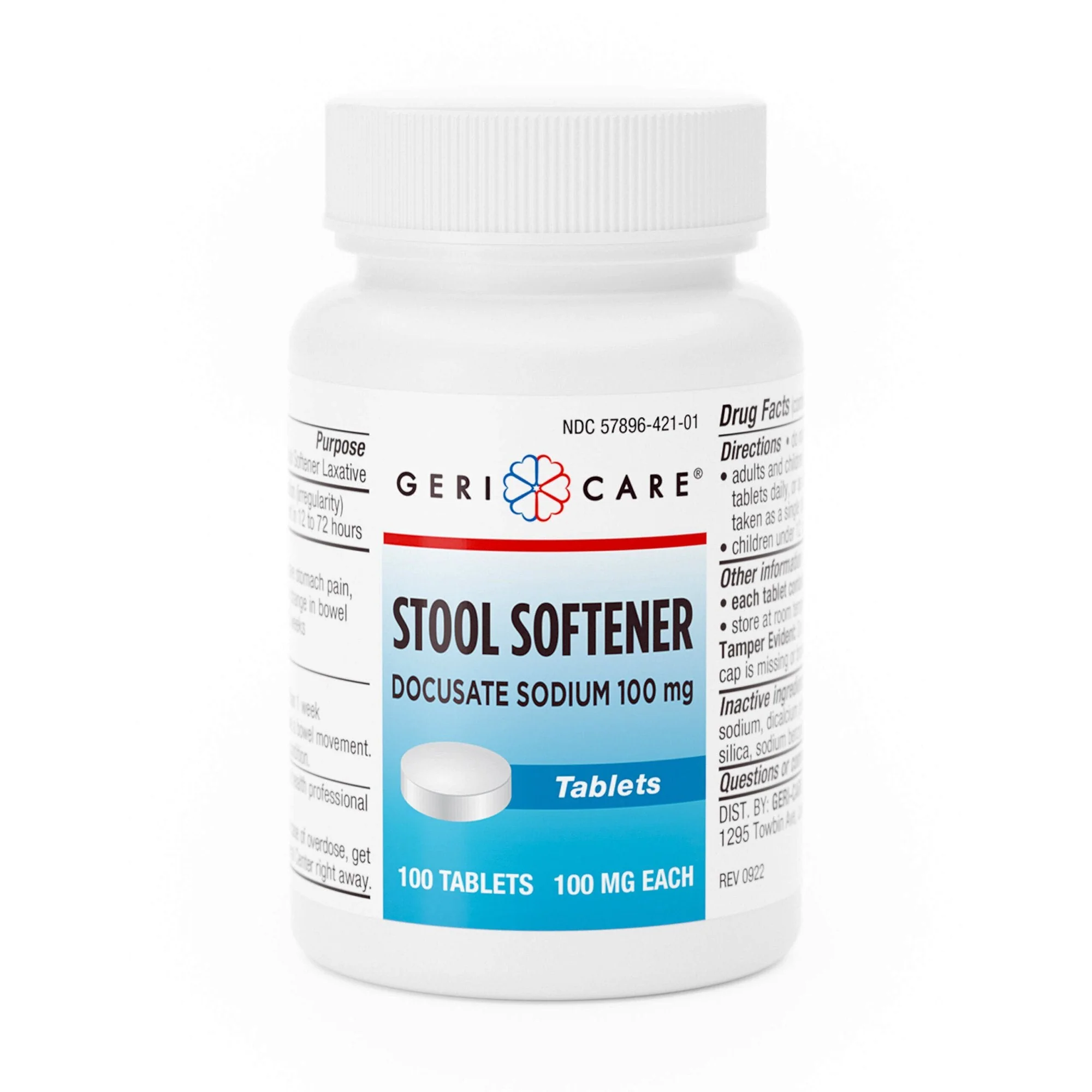 Stool Softener Geri-Care Tablet 100 per Bottle 100 mg Strength Docusate Sodium