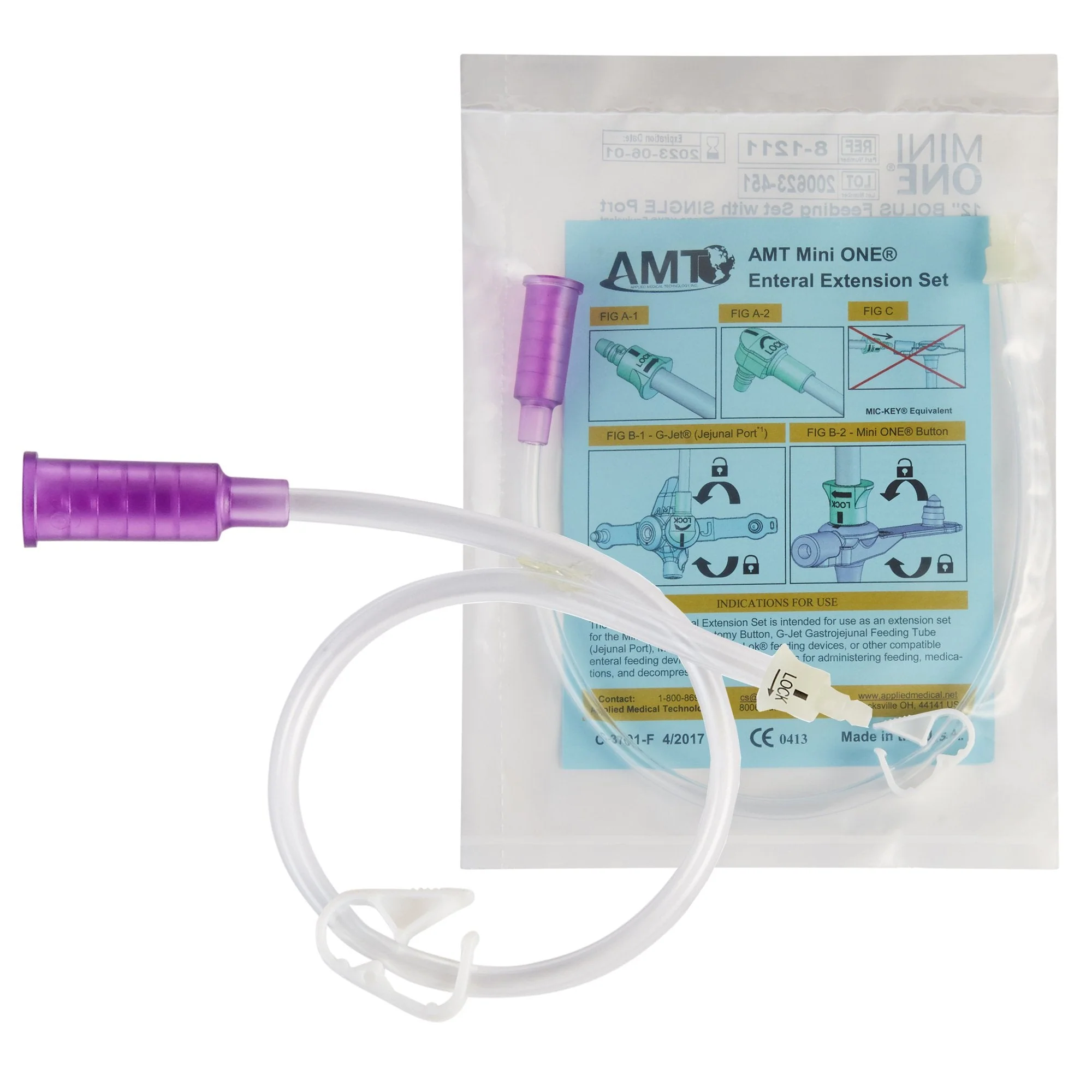 Straight Connector with Bolus Adapter Mini ONE 12 Inch, Purple For Balloon and Non-Balloon Button Mini ONE Enteral Feeding Extension Sets