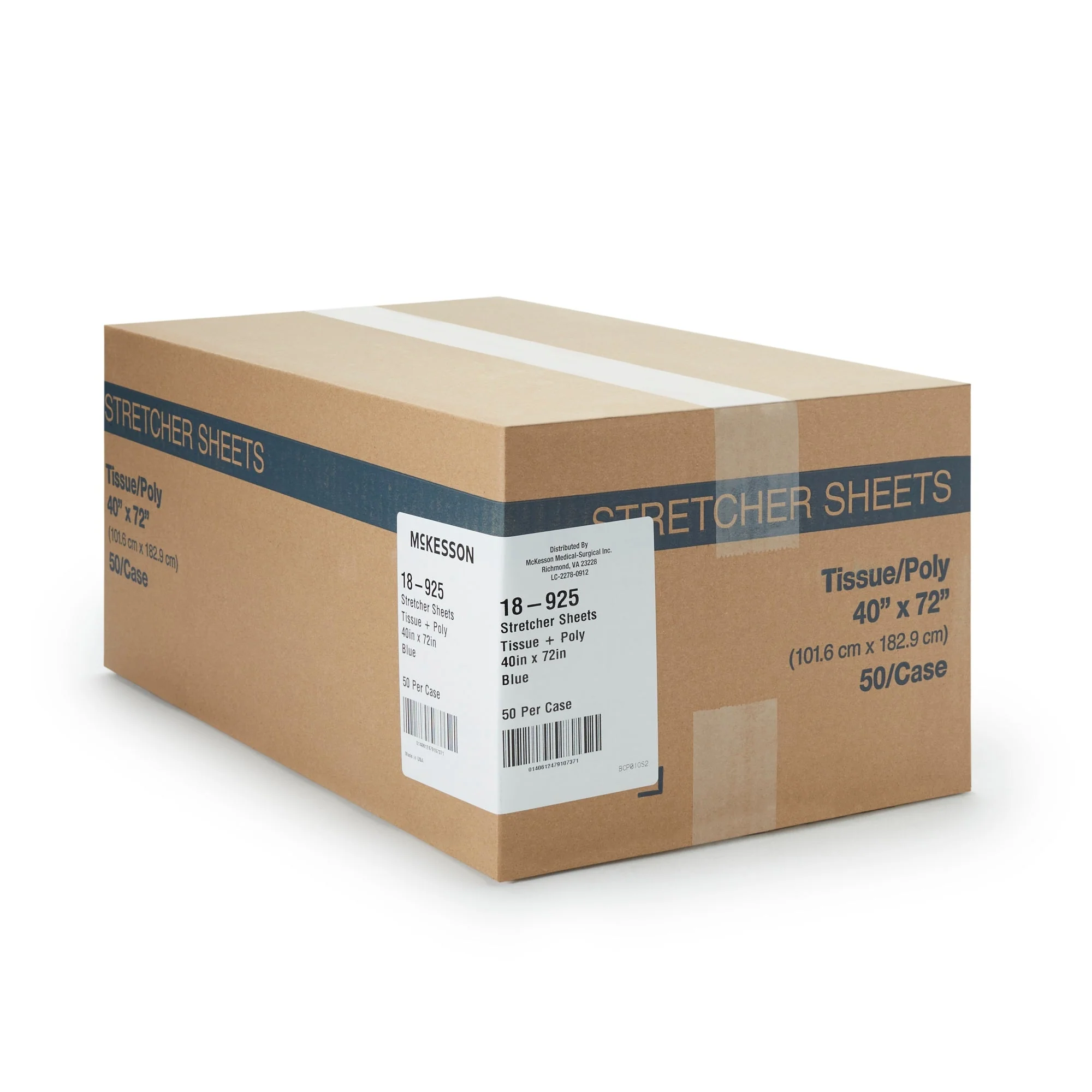 McKesson Brand McKesson Blue Flat Stretcher Sheet, 40 x 72 Inch (50/CS) - Image 3