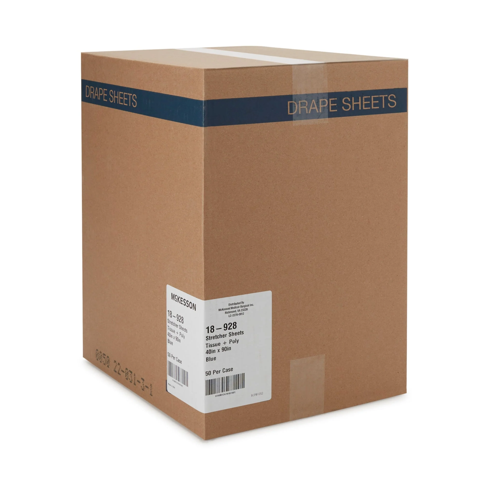 McKesson Brand McKesson Blue Flat Stretcher Sheet, 40 x 90 Inch (50/CS) - Image 2