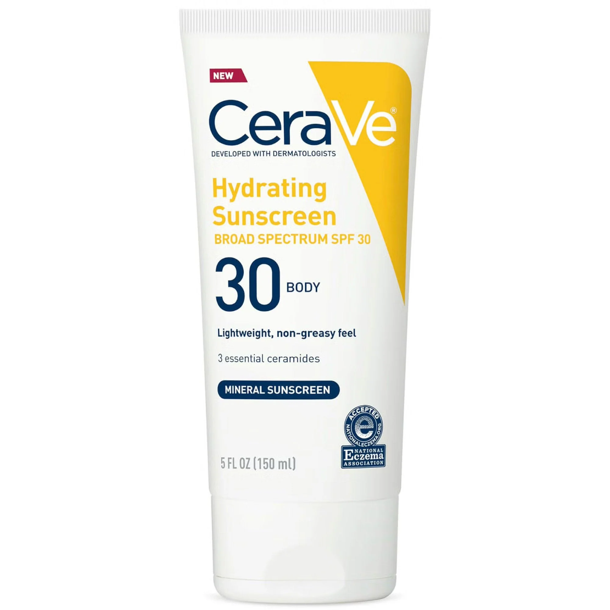 Loreal USA CeraVe Hydrating Mineral Sunscreen for Body SPF 30, 5-ounce Tube