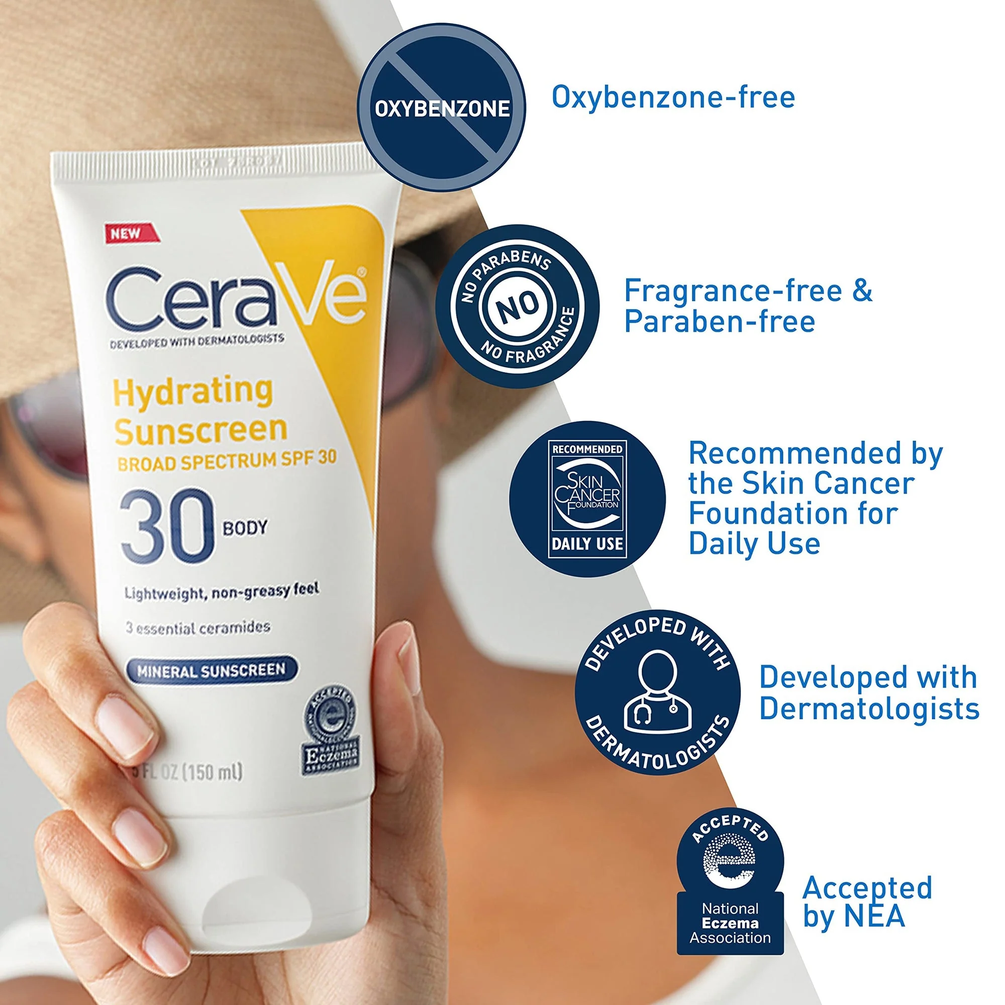 Loreal USA CeraVe Hydrating Mineral Sunscreen for Body SPF 30, 5-ounce Tube - Image 4
