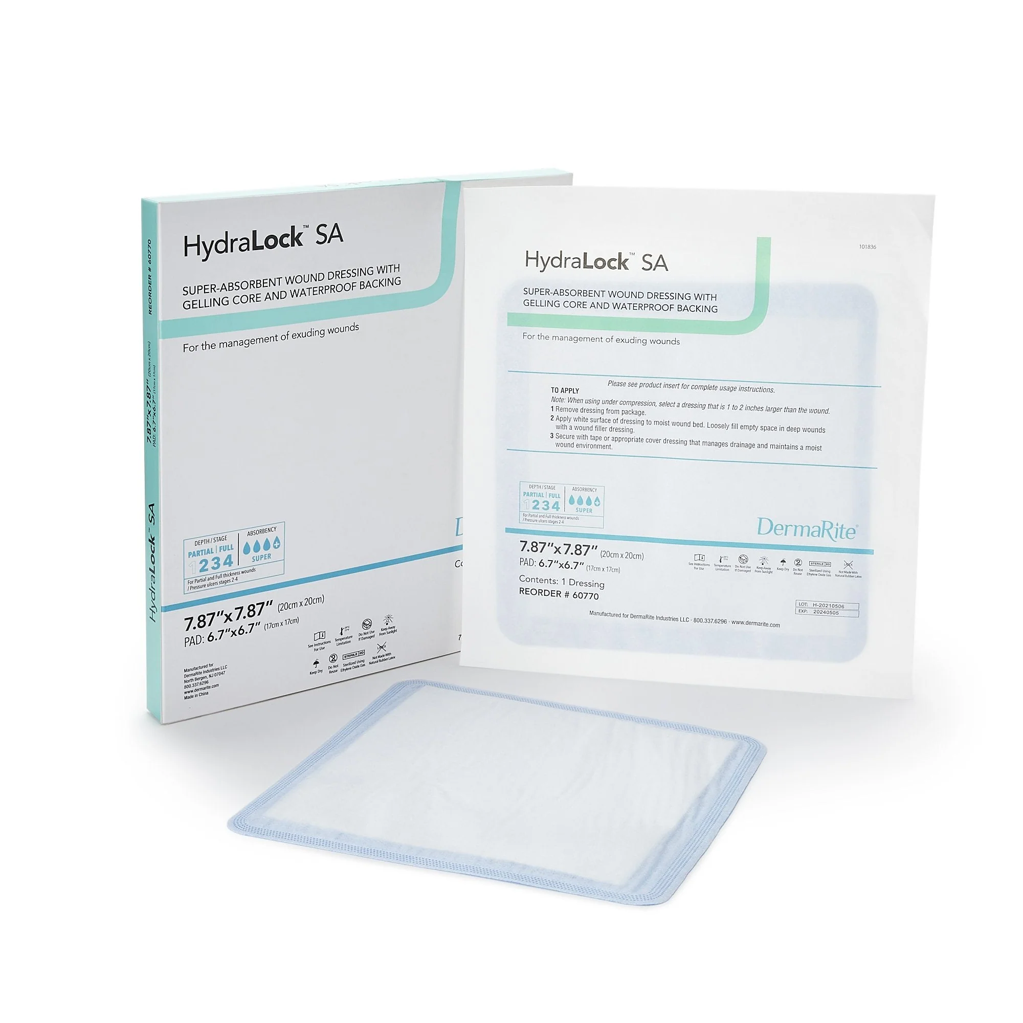Sion Brands LLC HydraLock SA Super Absorbent Dressing, 20 x 20 Centimeter (10/BX)