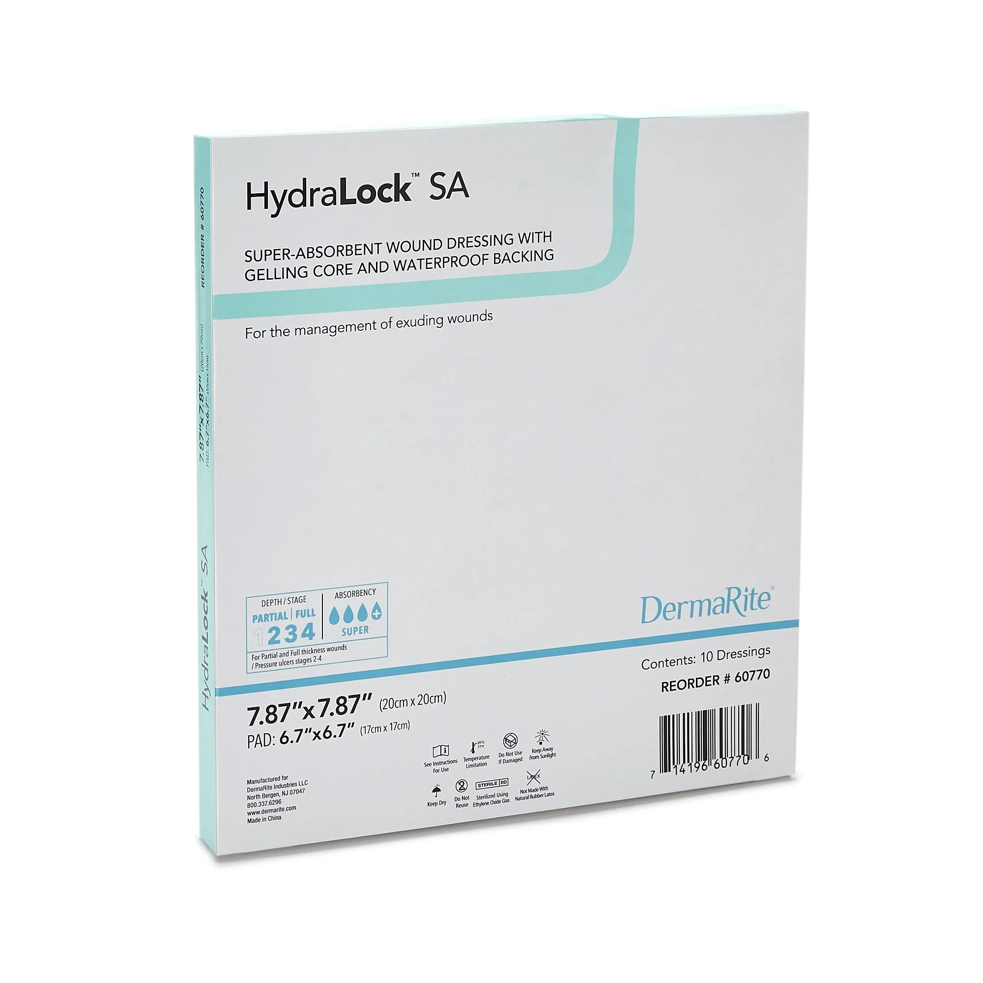 Sion Brands LLC HydraLock SA Super Absorbent Dressing, 20 x 20 Centimeter (10/BX) - Image 2