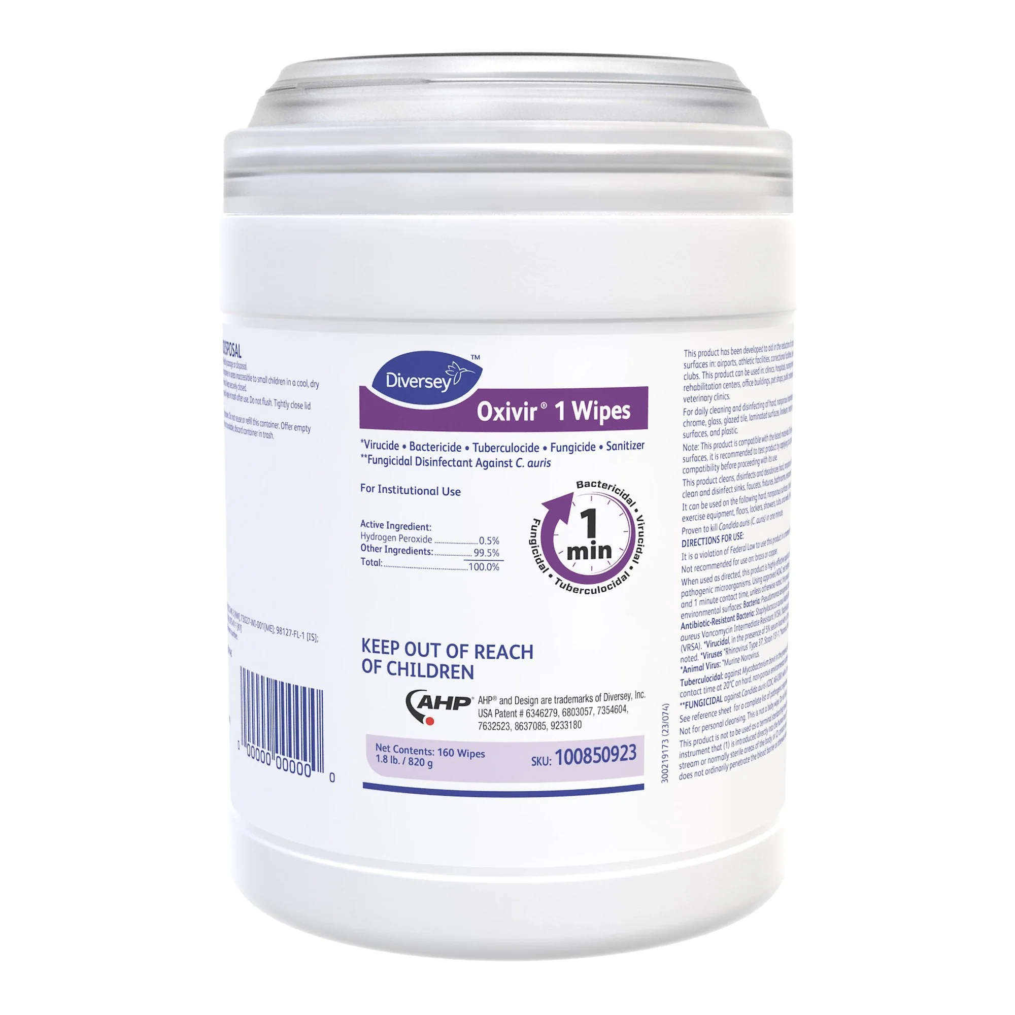 Sealed Air *Diversey* Oxivir 1 Surface Disinfectant Cleaner Wipes, Canister, 160 ct. (12/CS)