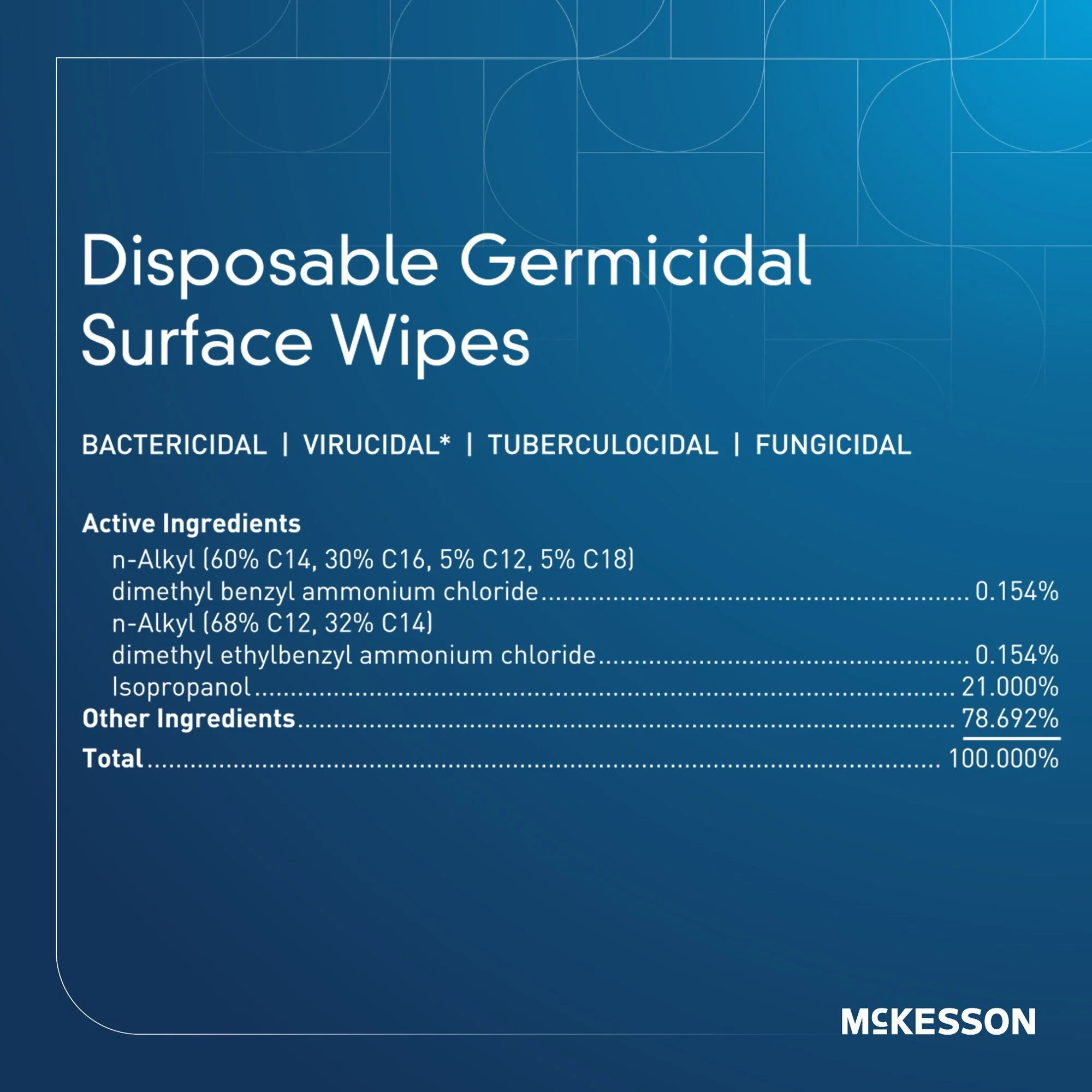 McKesson Brand McKesson Germicidal Extra Large Surface Disinfectant Wipes, Canister (12/CS) - Image 2