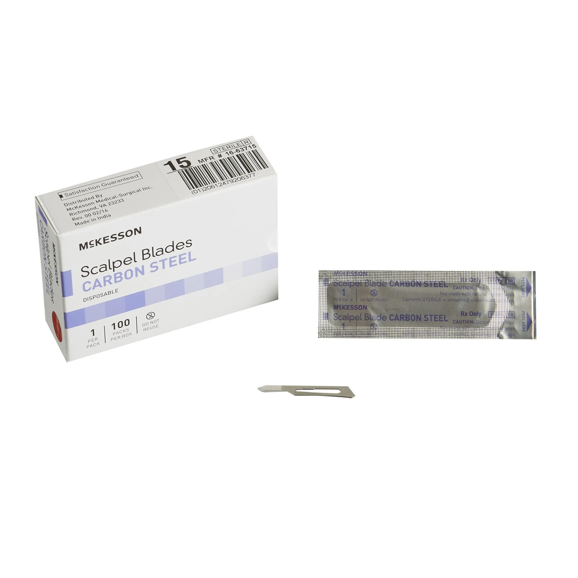 Surgical Blade McKesson Brand Carbon Steel No. 15 Sterile