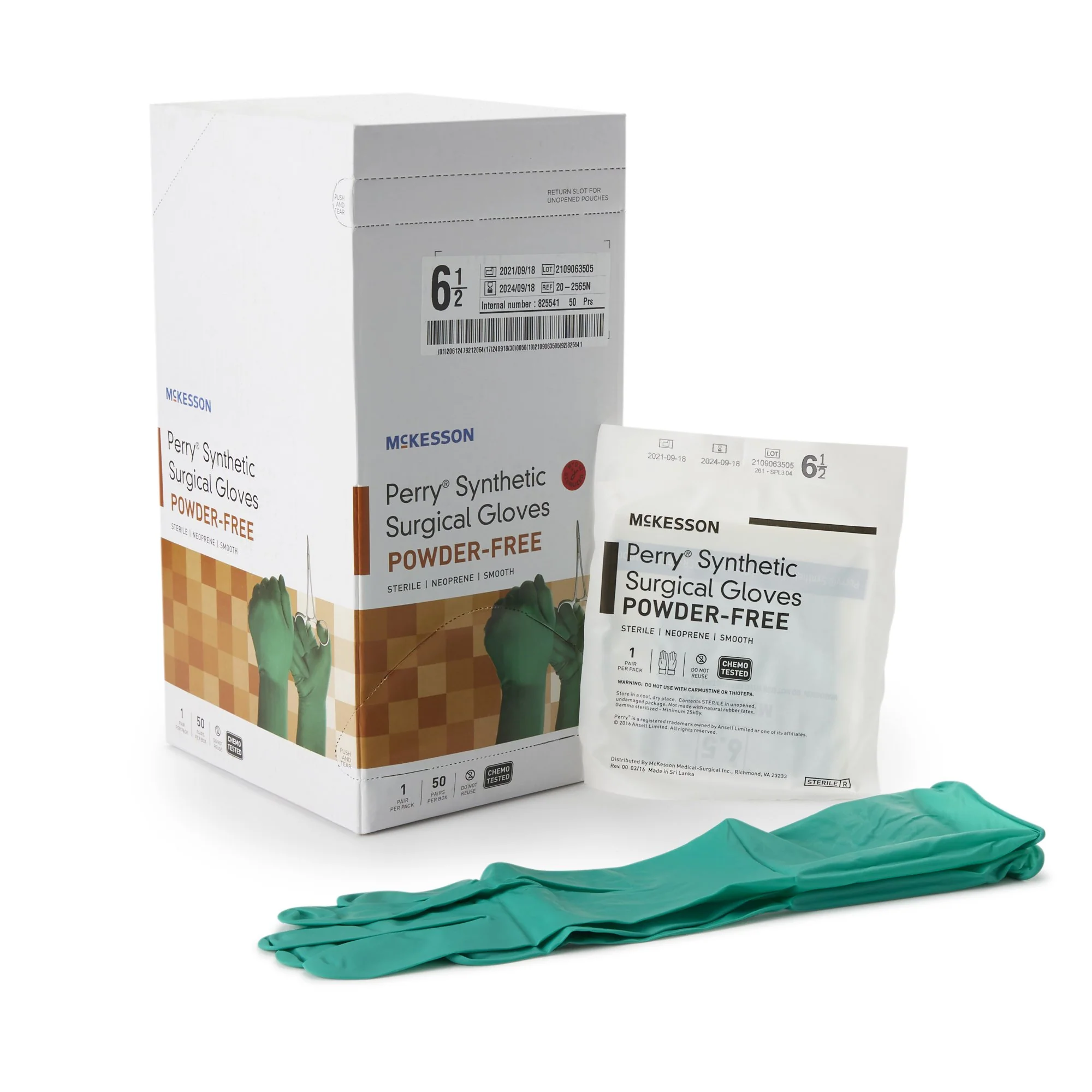 McKesson Brand McKesson Perry Performance Plus Polychloroprene Surgical Glove, Size 6.5, Green (200/CS)
