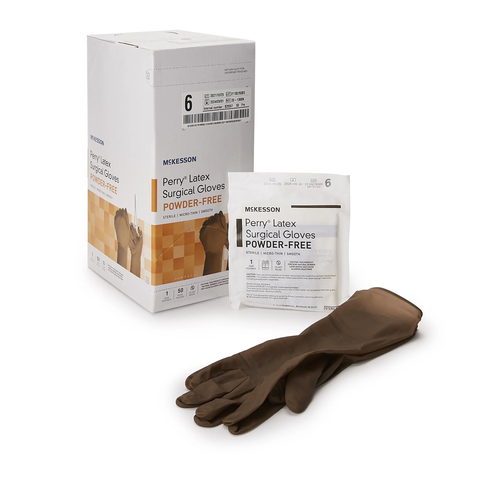 McKesson Brand McKesson Perry Latex Surgical Glove, Size 6, Brown (200/CS)