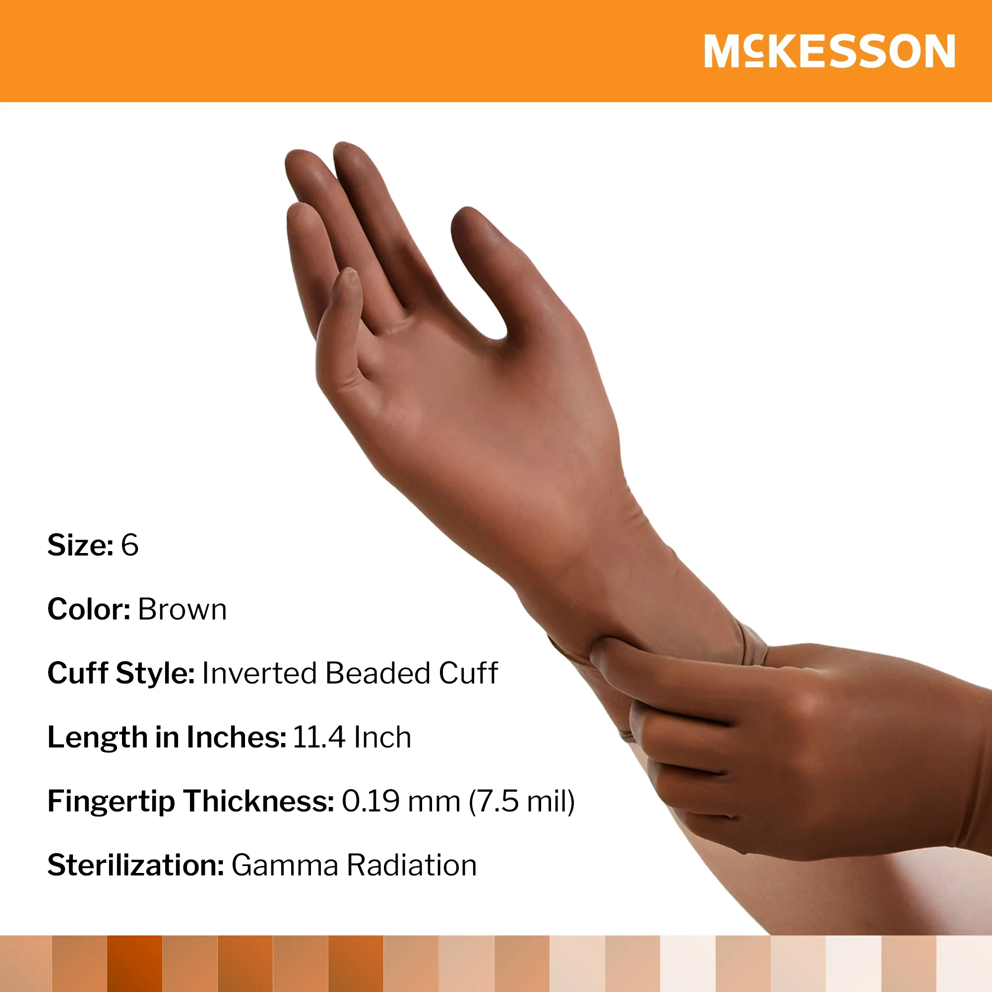 McKesson Brand McKesson Perry Latex Surgical Glove, Size 6, Brown (200/CS) - Image 2