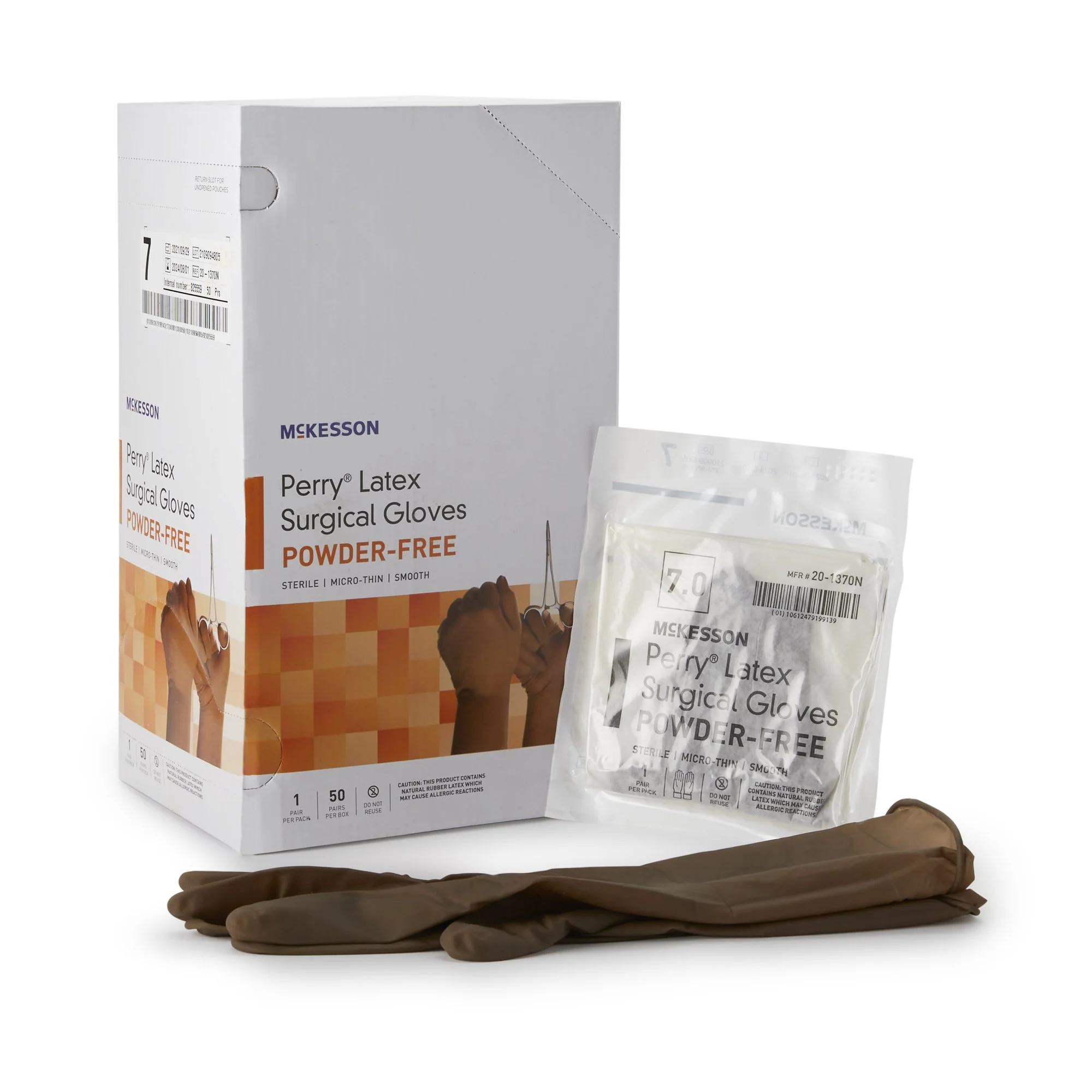 McKesson Brand McKesson Perry Latex Surgical Glove, Size 7, Brown (200/CS)