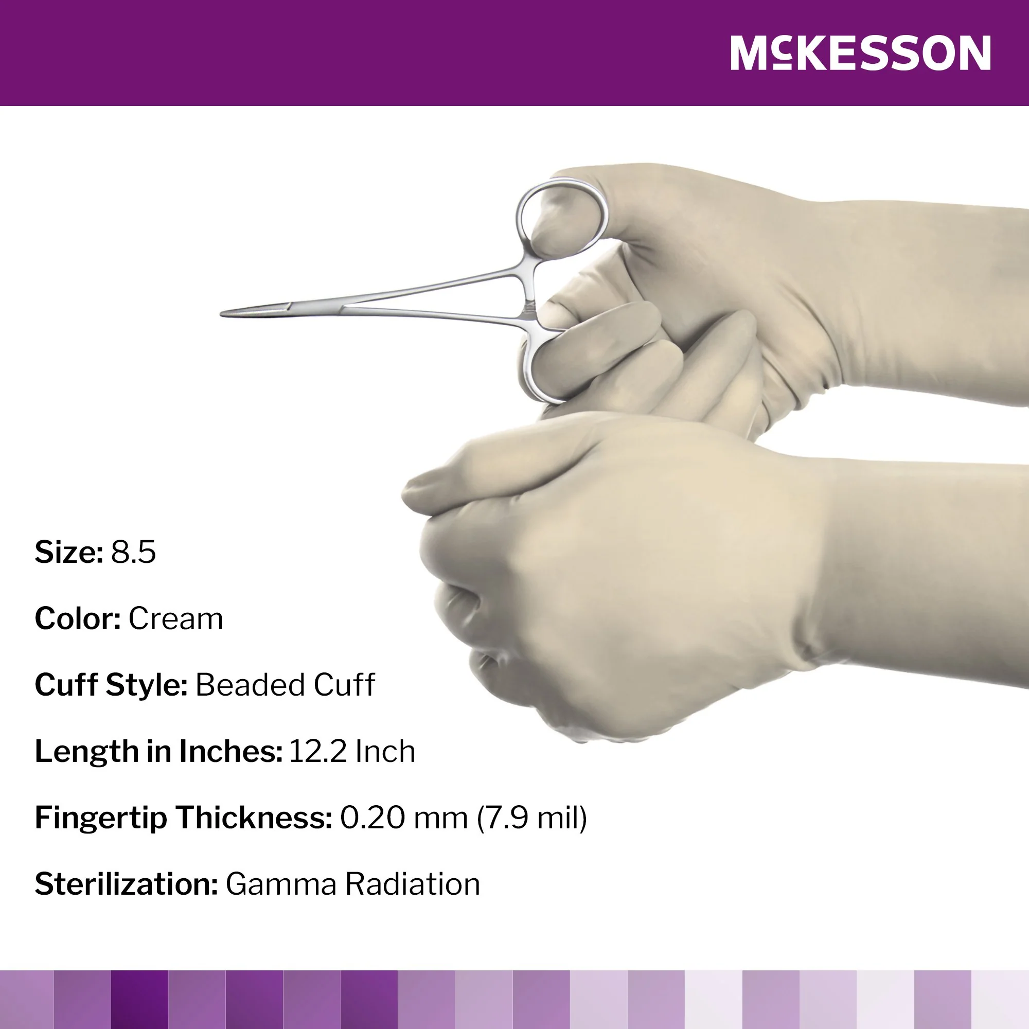 McKesson Brand McKesson Perry Polychloroprene Surgical Glove, Size 8.5, Cream (200/CS) - Image 2
