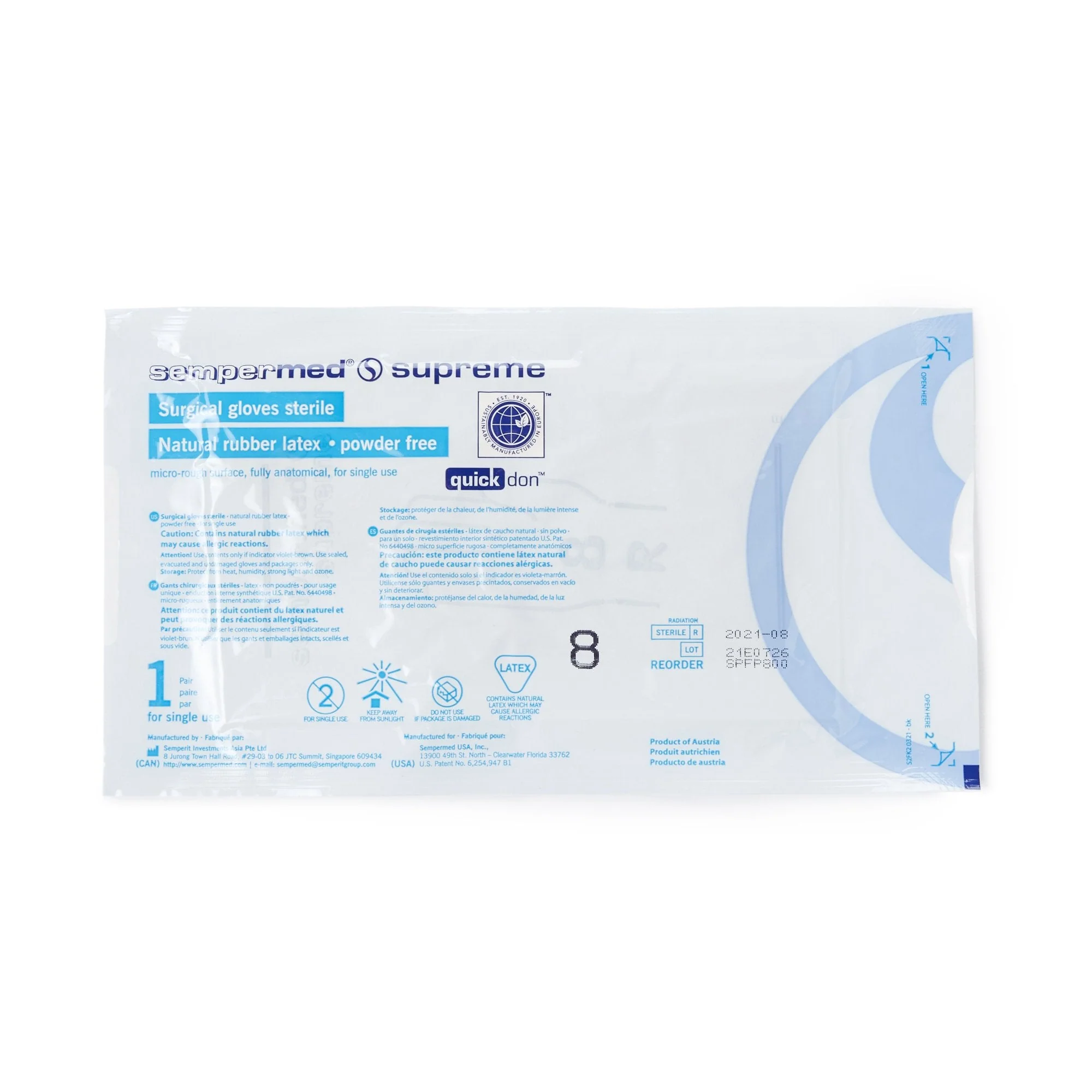 Harps USA Inc Sempermed Supreme Latex Surgical Glove, Size 8, Ivory (300/CS) - Image 3
