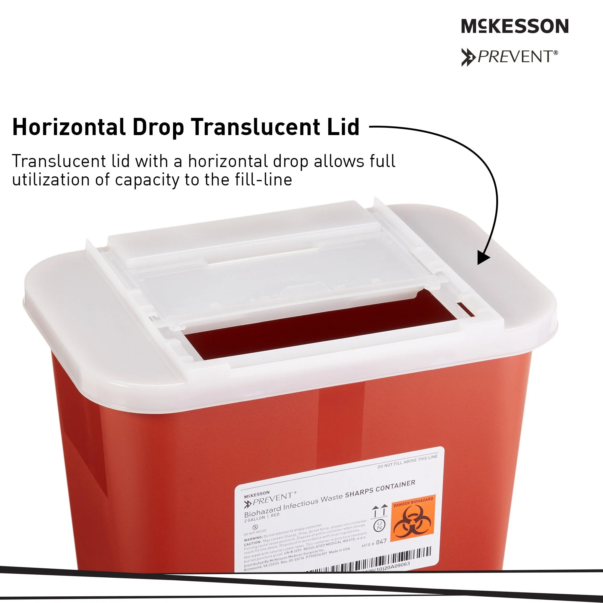 McKesson Brand McKesson Prevent Sharps Container, 2 Gallon, 10-1/4 x 7 x 10-1/2 Inch (20/CS) - Image 3