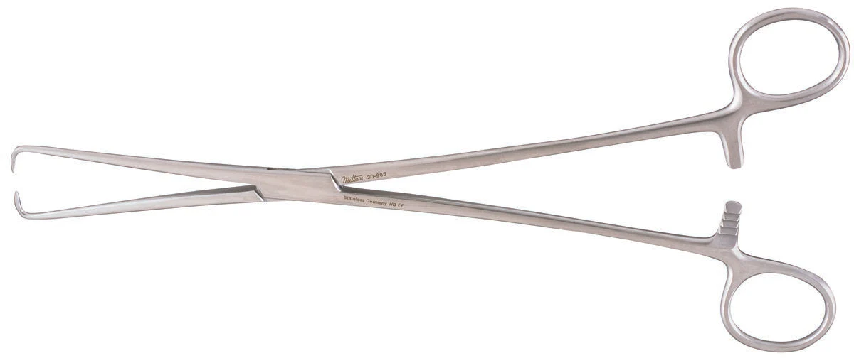 Tenaculum Forceps Miltex Schroeder-Braun 9-3/4 Inch Length OR / Surgical Grade German Stainless Steel NonSterile Locking Finger Ring Handle Straight 1 X 1 Prongs
