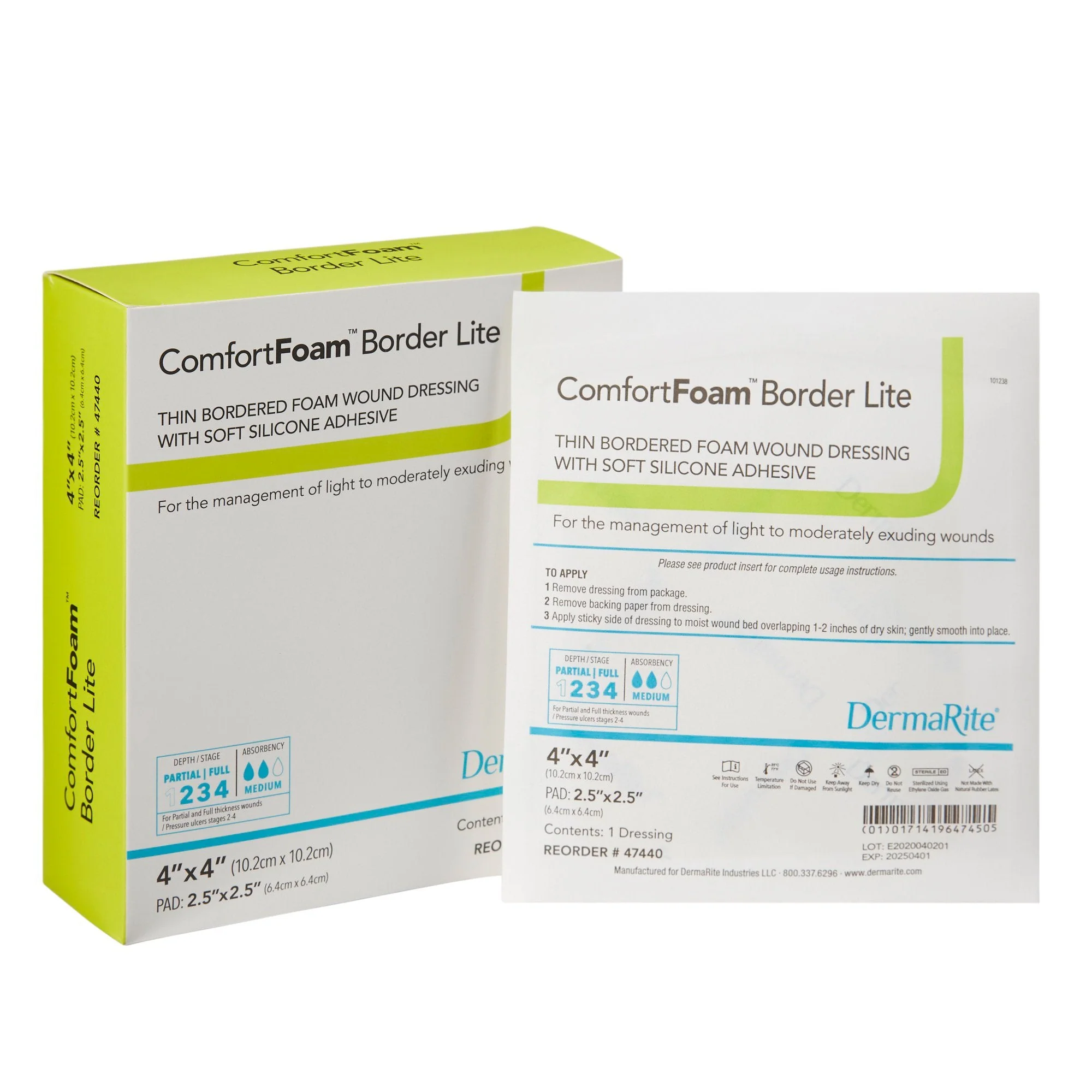 Sion Brands LLC ComfortFoam Border Lite Thin Bordered Foam Wound Dressing, 4 x 4 Inch (10/BX)