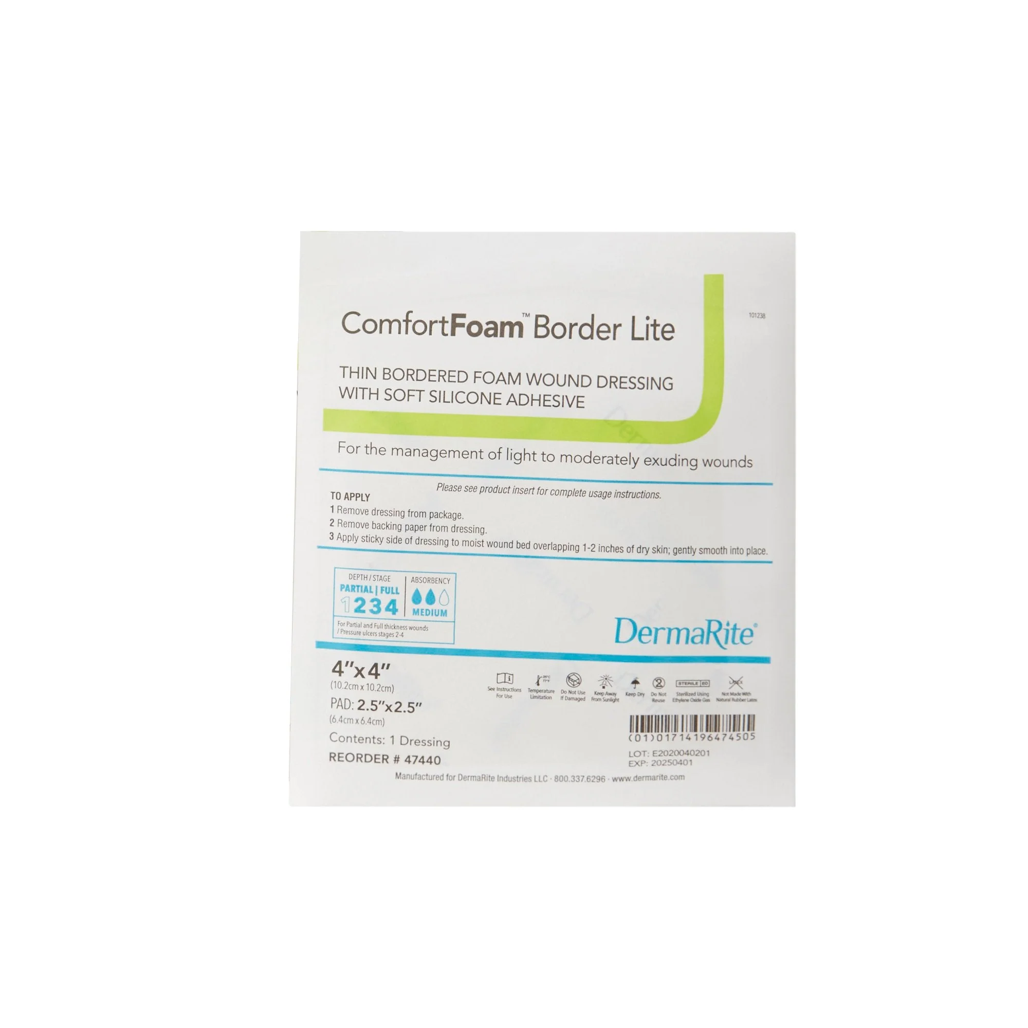 Sion Brands LLC ComfortFoam Border Lite Thin Bordered Foam Wound Dressing, 4 x 4 Inch (10/BX) - Image 2