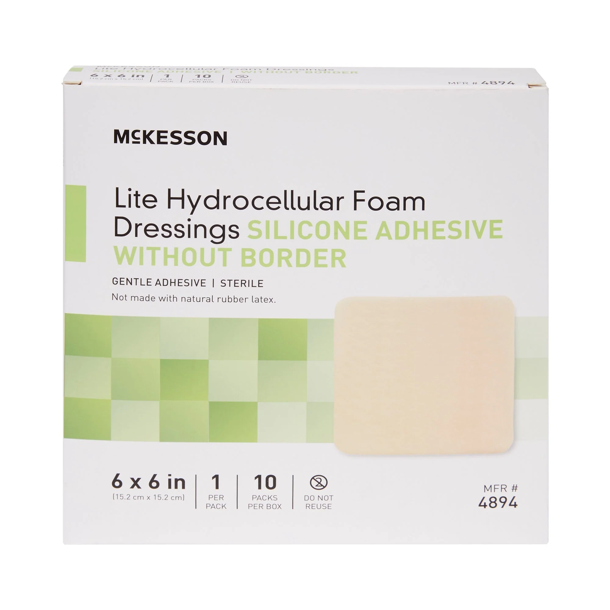 McKesson Brand McKesson Lite Hydrocellular Foam Dressing w/ Silicone Adhesive w/o Border, 6 x 6 (200/CS) - Image 3