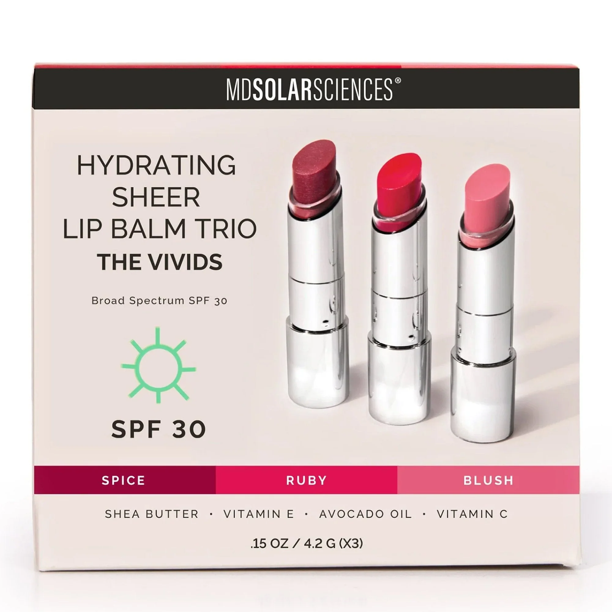 MDSolarSciences MDSolarSciences Hydrating Sheer Lip Balm, Vivids Trio (48/CS) - Image 2