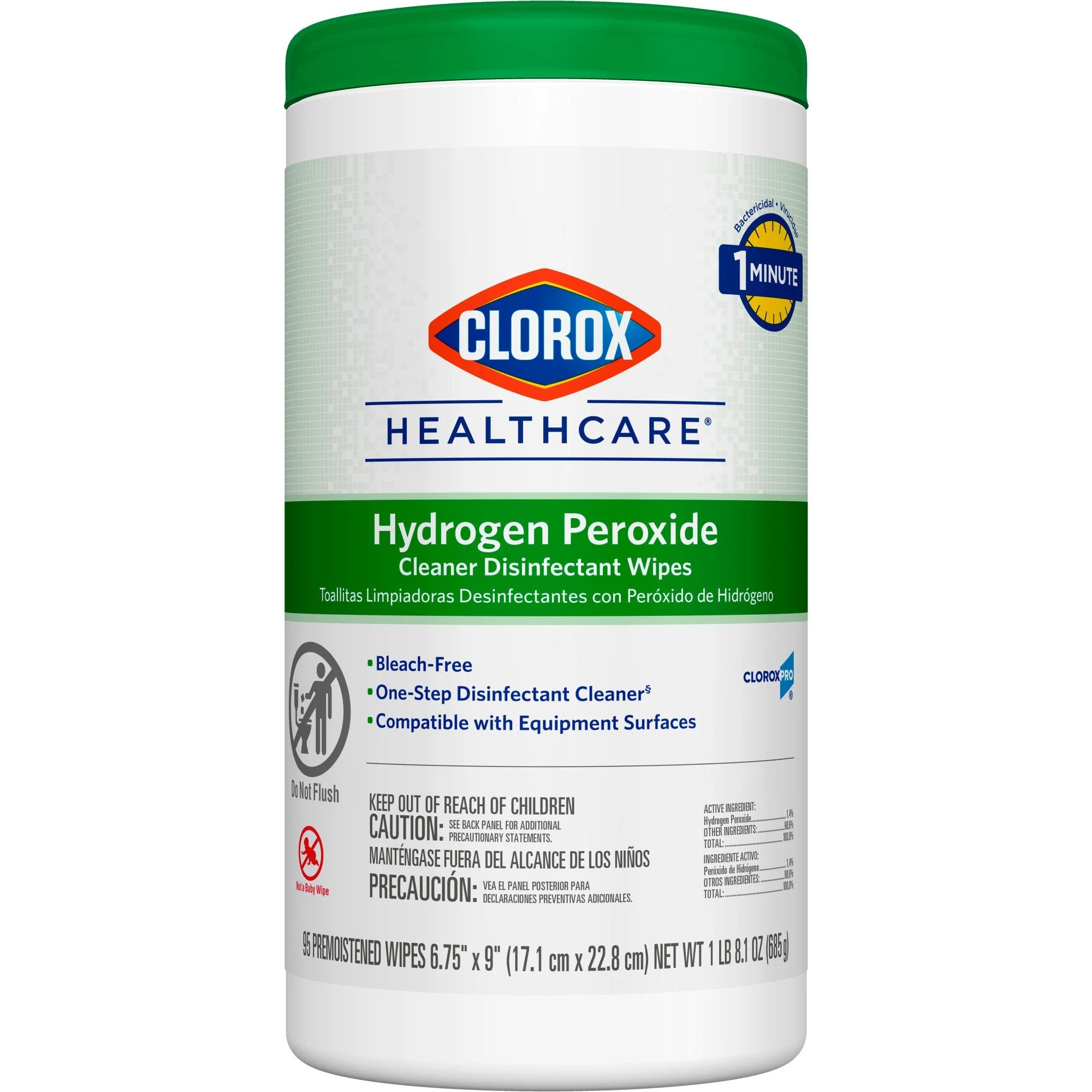 The Clorox Company Clorox Healthcare Hydrogen Peroxide Cleaner Disinfectant Wipes, Canister (6/CS)