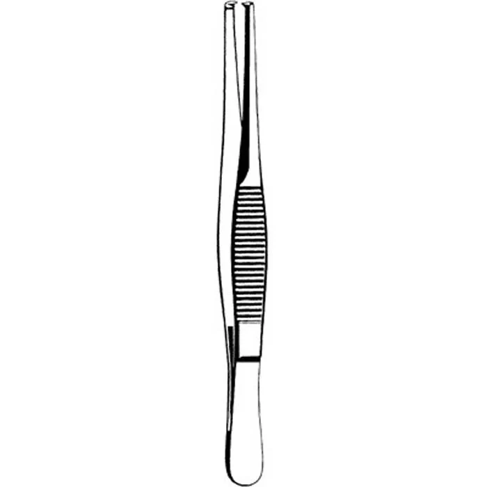 Tissue Forceps Econo 4-1/2 Inch Length Floor / Office Grade Pakistani Stainless Steel NonSterile NonLocking Thumb Handle Straight 1 X 2 Teeth