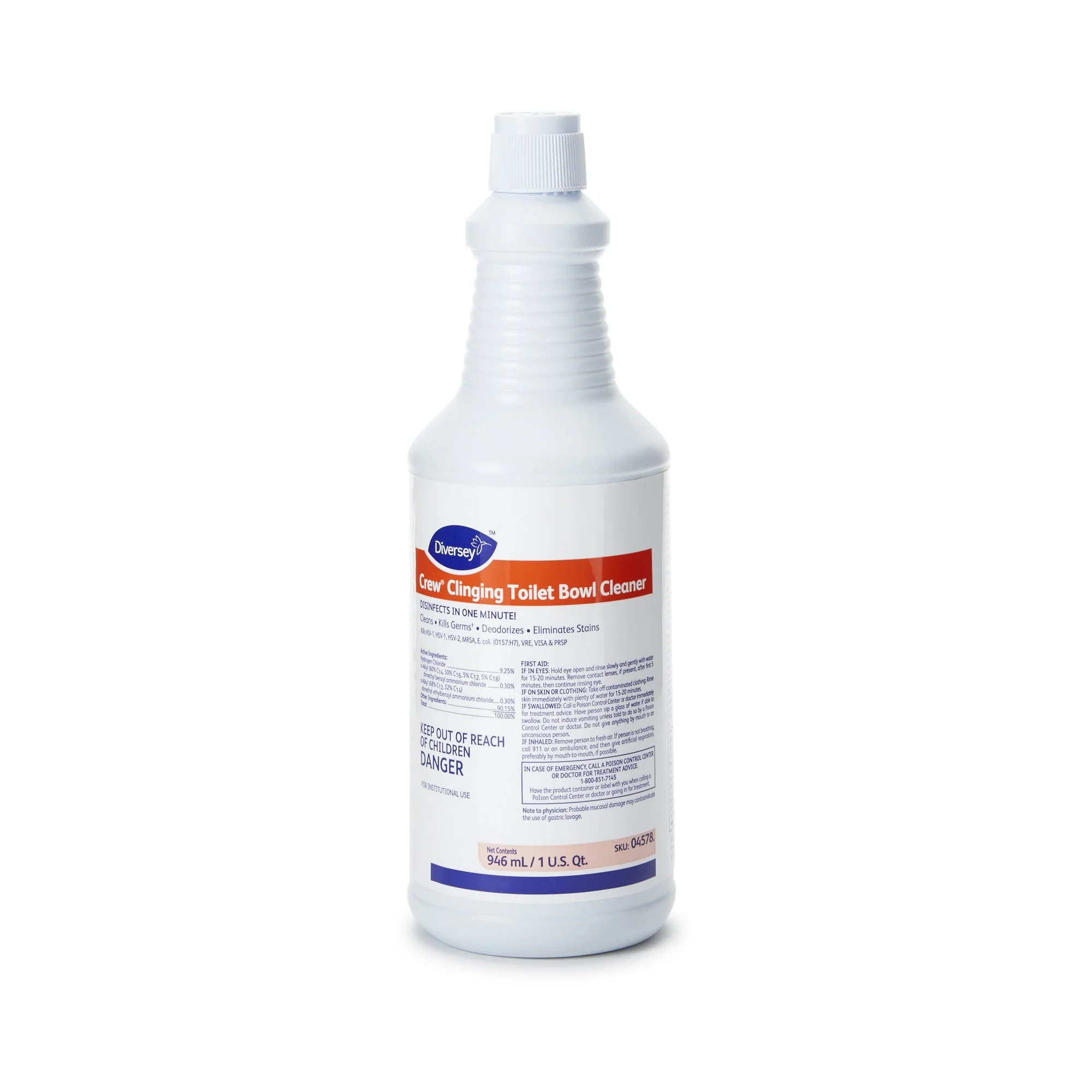 Toilet Bowl Cleaner Diversey Crew Acid Based Manual Squeeze Liquid 32 oz. Bottle Floral Scent NonSterile